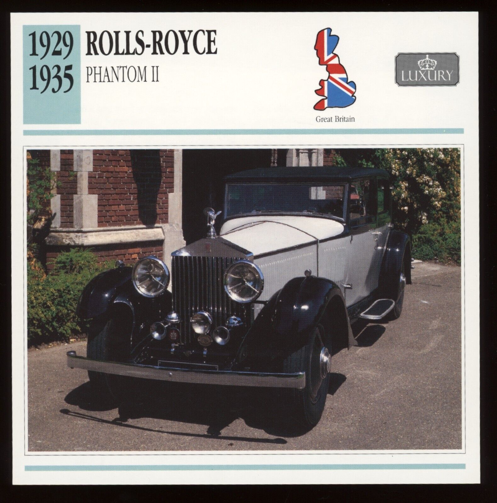 1929 - 1935 Rolls Royce  Phantom II  Classic Cars Card