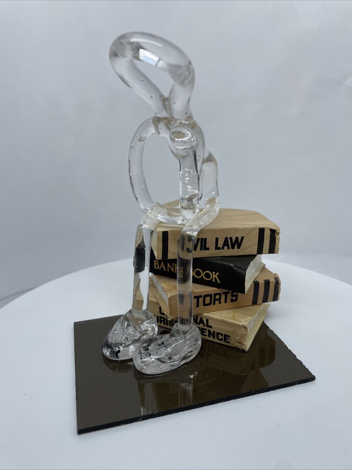 Vintage ATTORNEY AT LAW Sculpture Figurine Plexi-Glass Lawyer Law Books Bar Exam