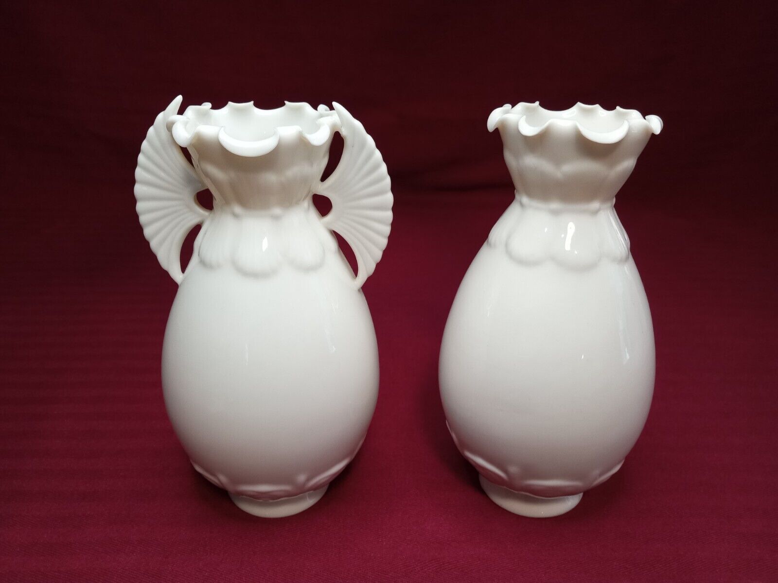 {LOT OF 2} Vintage Lenox Porcelain Vases Made in USA Bone White 7-1/2\