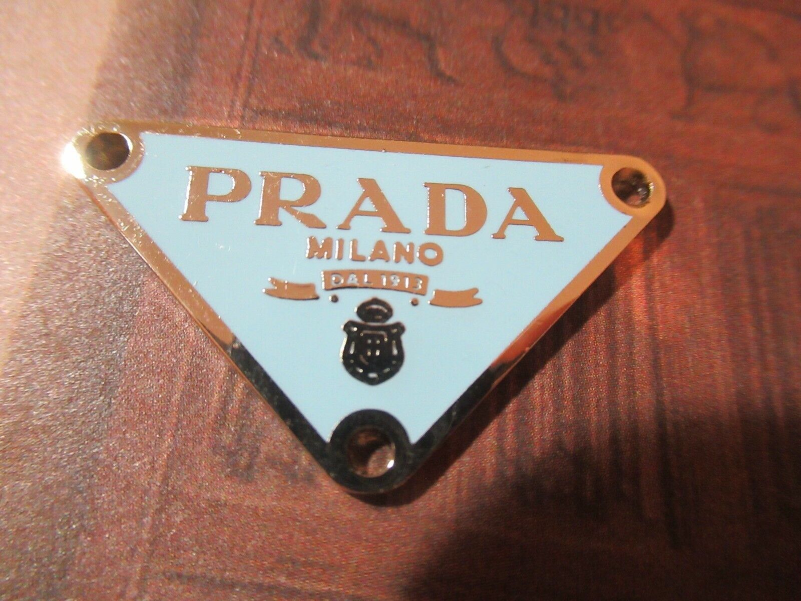 PRADA ZIP PULL   1''x1.5'' gold tone BABY BLUE ,   THIS IS FOR 1
