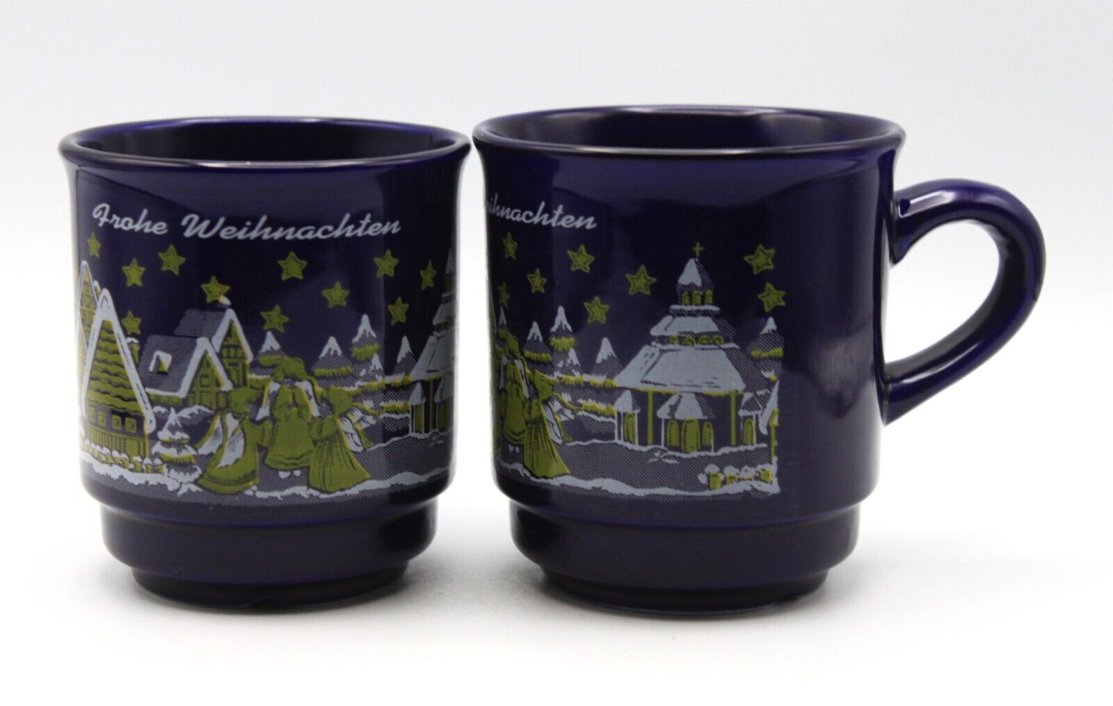 Vintage Vertried Hossinger D-84069 Schierling German Merry Christmas 2 Mugs