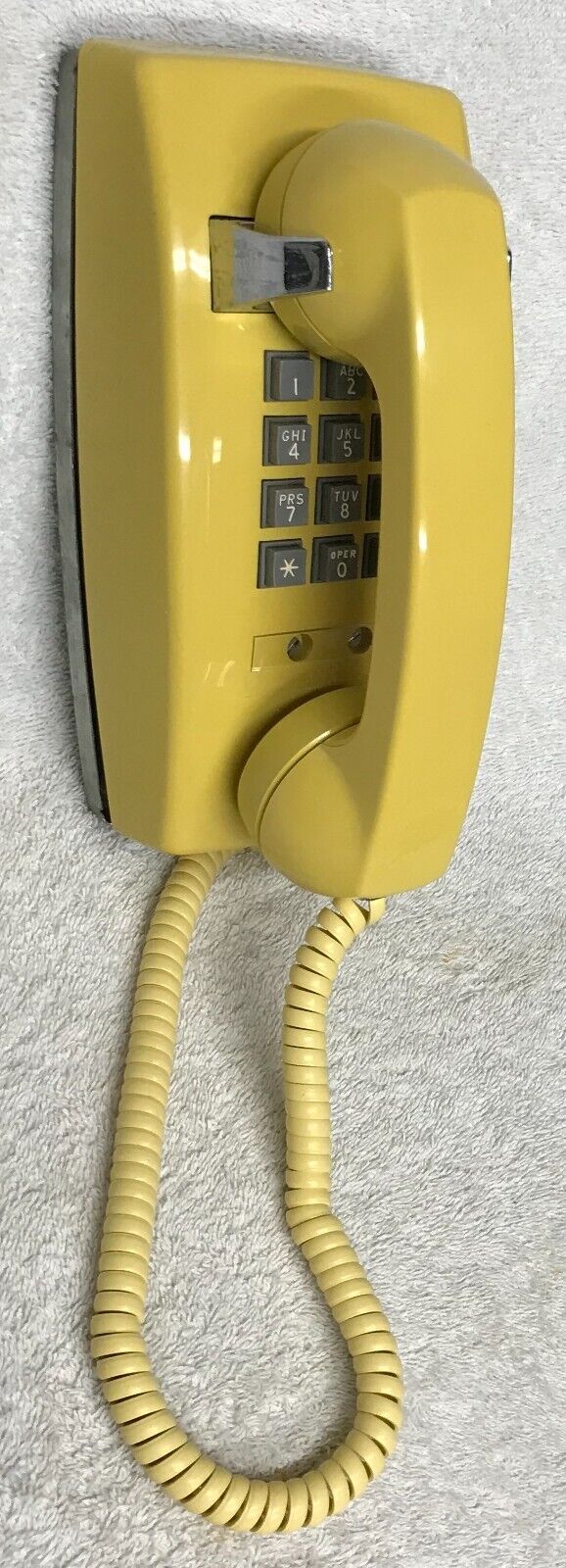Vintage 1970s WESTERN ELECTRIC 2554B2P YELLOW Push Button Touch Dial Wall Phone