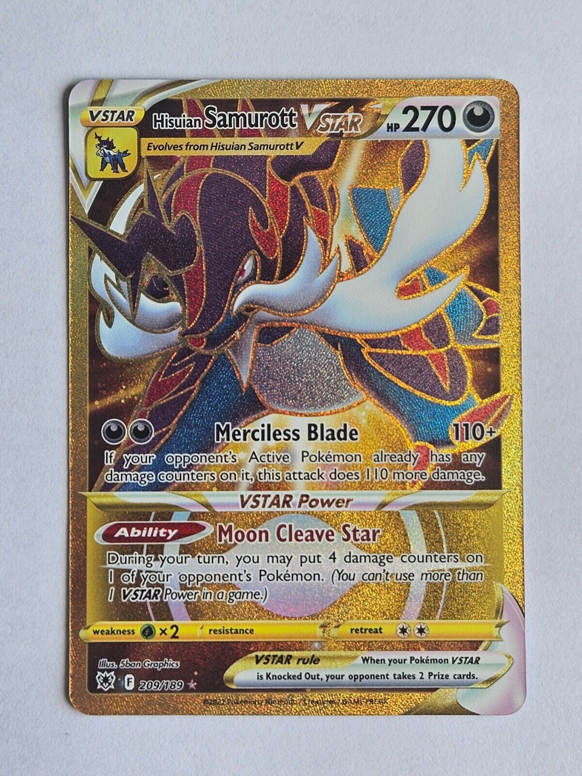 Hisuian Samurott VSTAR 209/189 Astral Radiance Secret Rare Pokemon Card - Mint