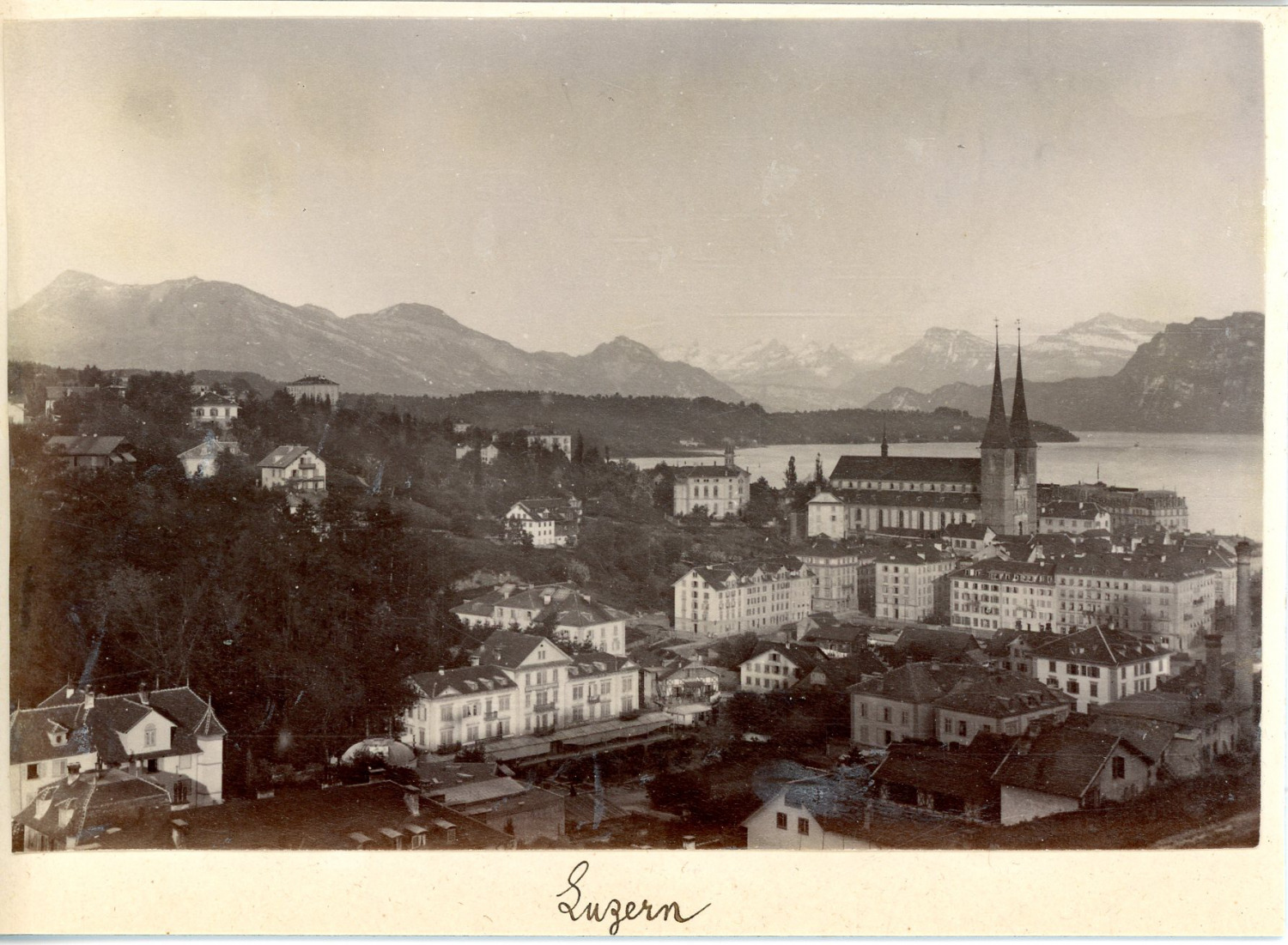 Switzerland, Luzern Vintage Albumen Print, Albumin Print 10x14 Circa 1890  
