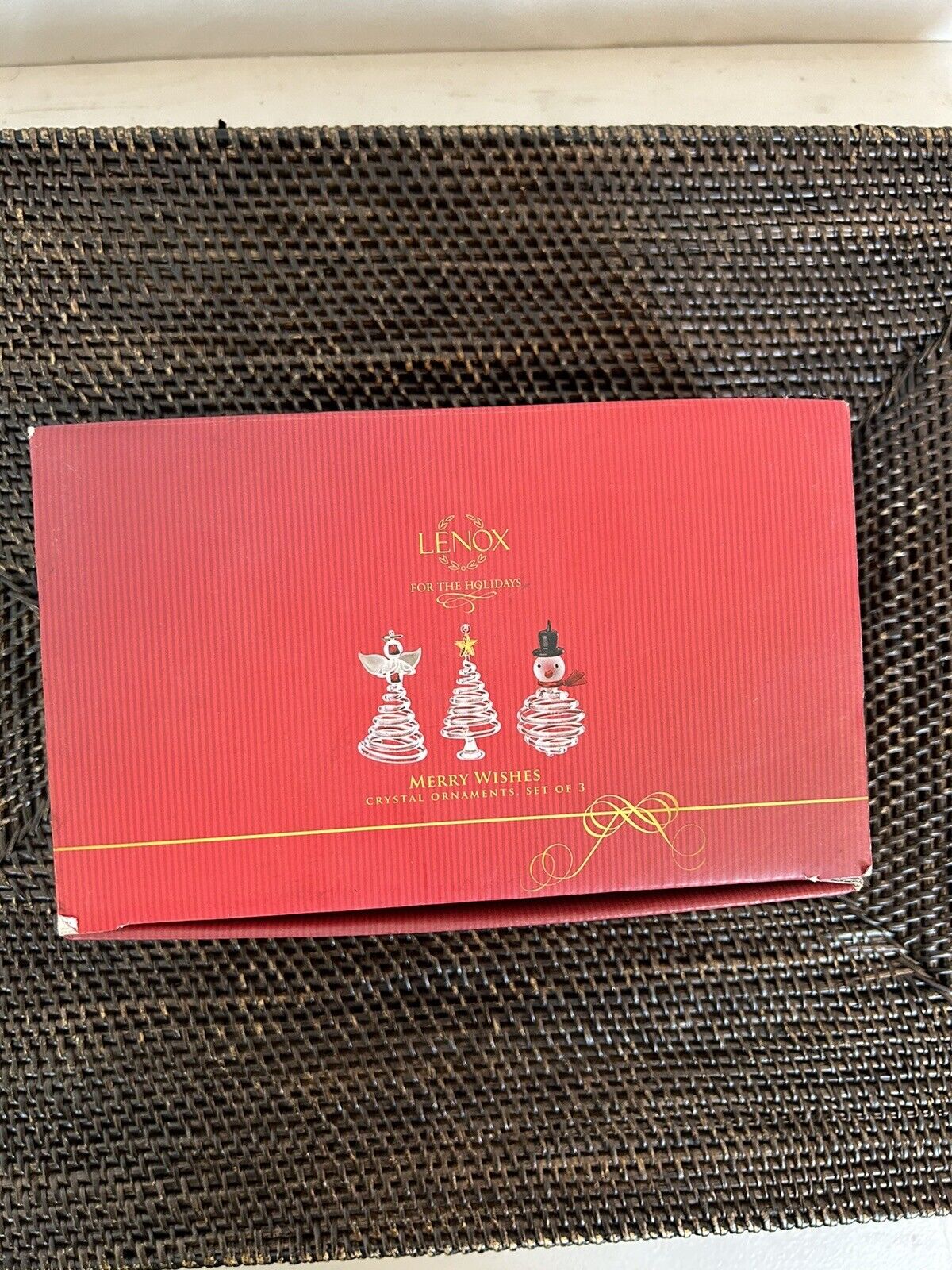 Lenox For the Holidays Merry Wishes Crystal Ornaments Set 3