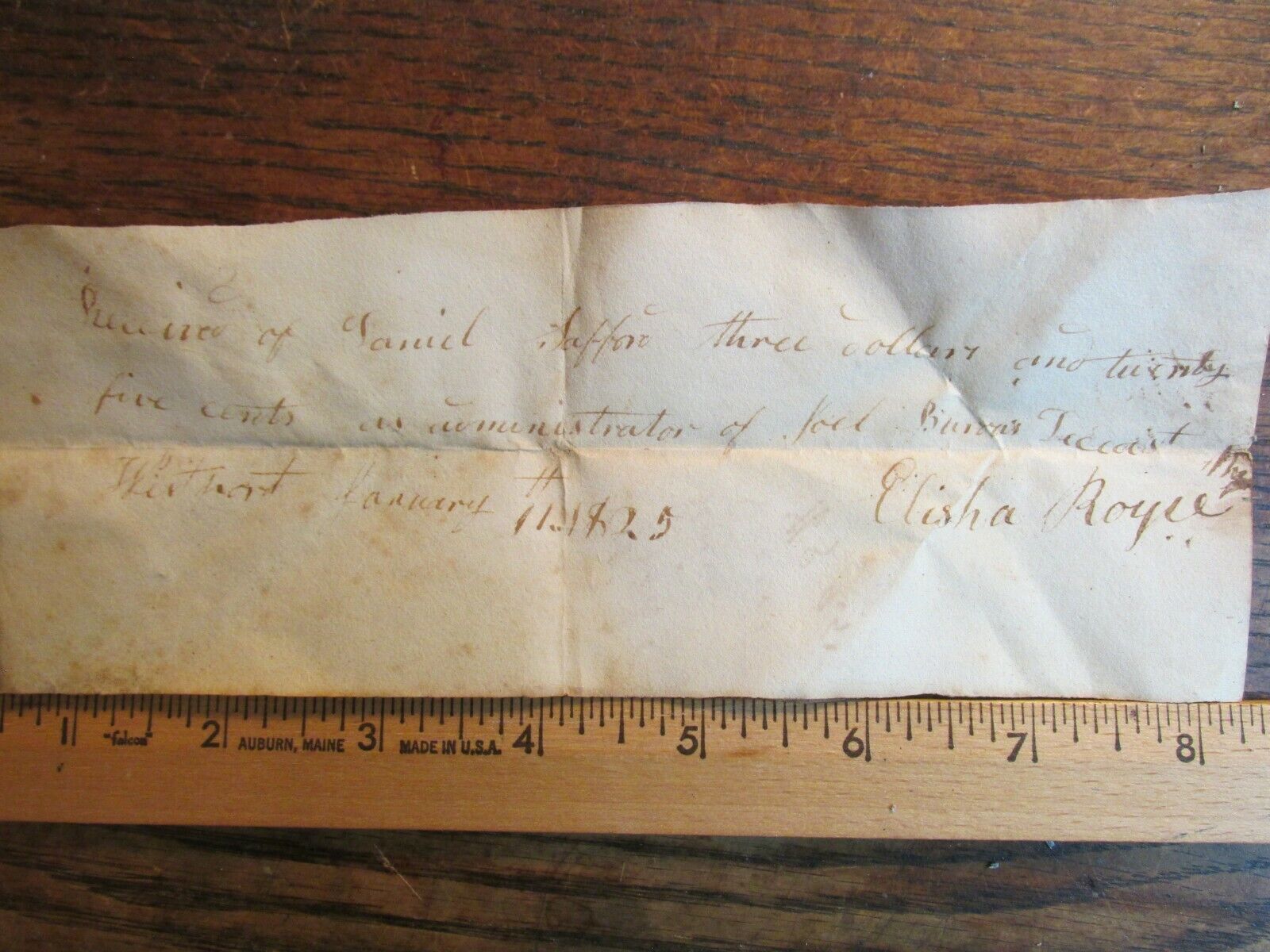 Antique 1825 Signed Promissory Note Document NY Joel Burroughs Elisha Royce