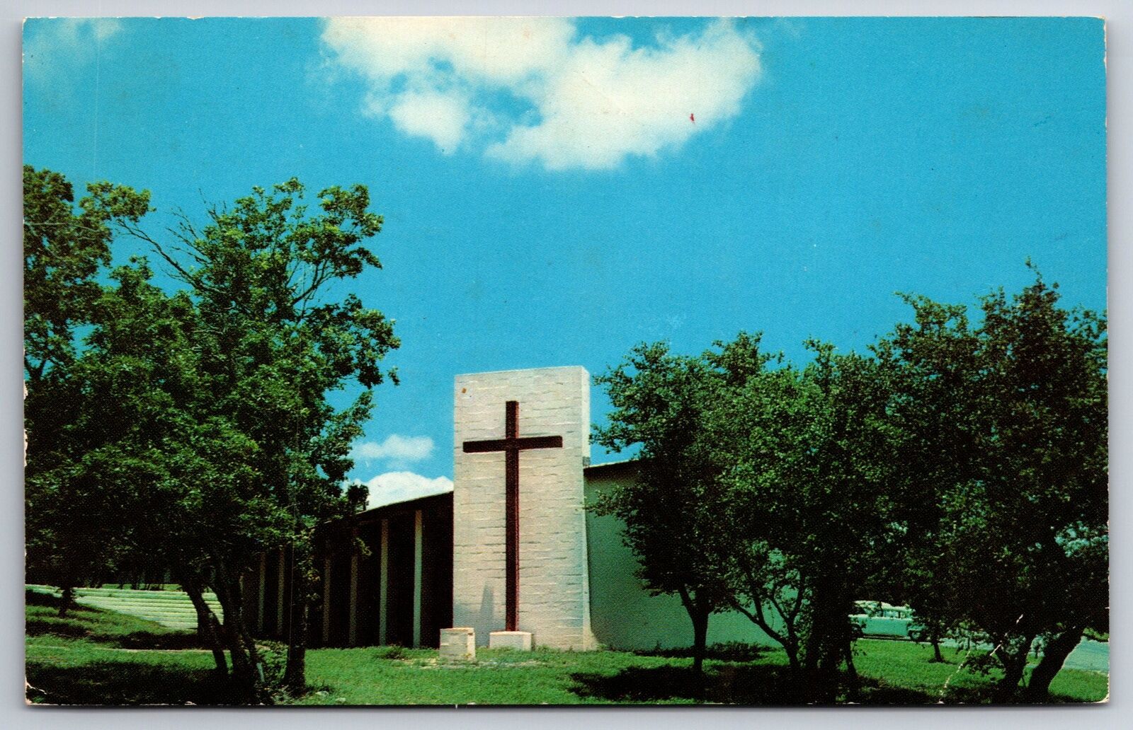 Kerrville Texas~Lion\'s Camp for Crippled Children~Open Air Chapel~1950s Postcard