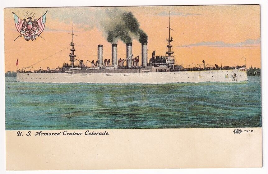 U.S. Navy Armored Cruiser COLORADO ACR-7 1905-27 Illustrated Post Card 1907-15