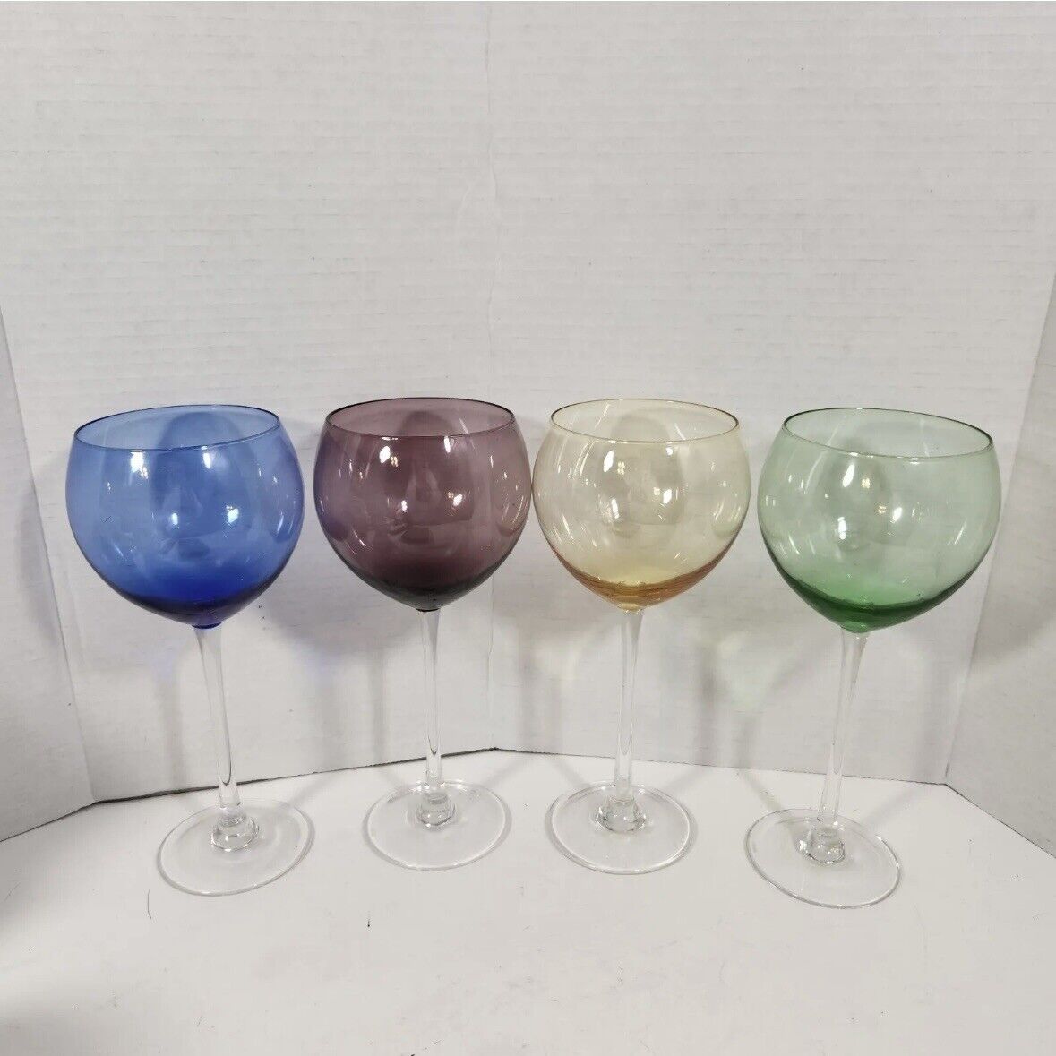 Lenox Colored Bubble Stemware Wine Goblets 9inch 4pc Set No Box