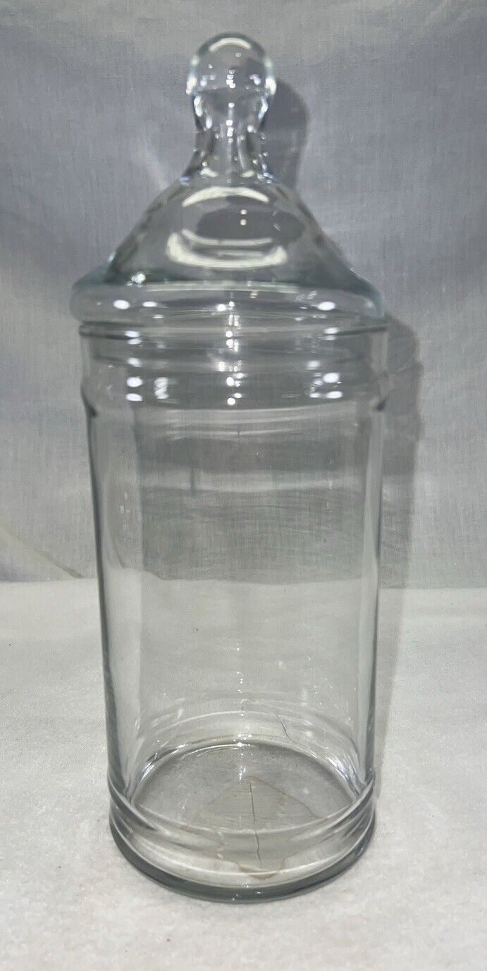 VTG 10” Tall Clear Glass Apothecary Licorice Candy Jar with Lid Anchor Hocking