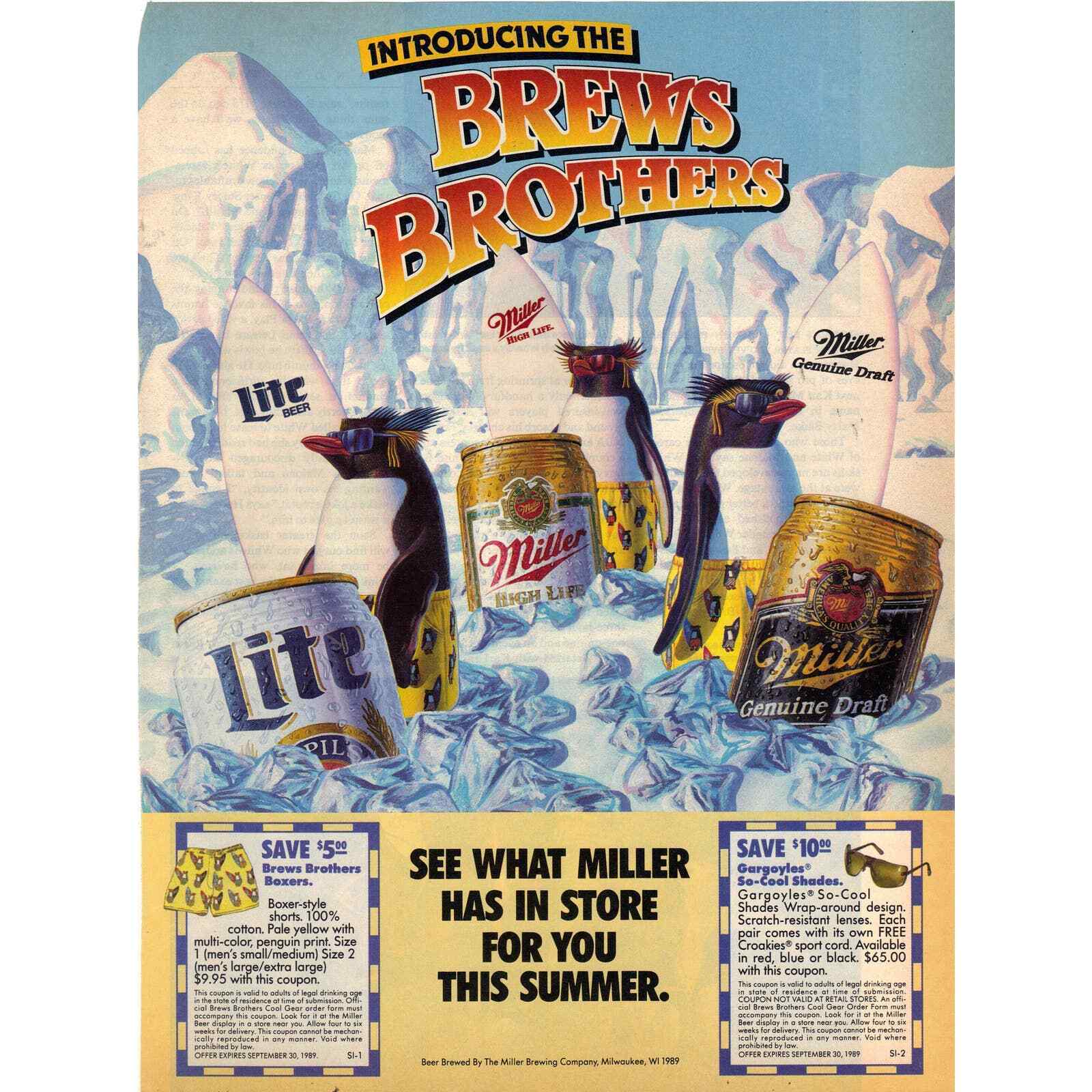 Vintage 1989 Print Ad for Miller Beer \