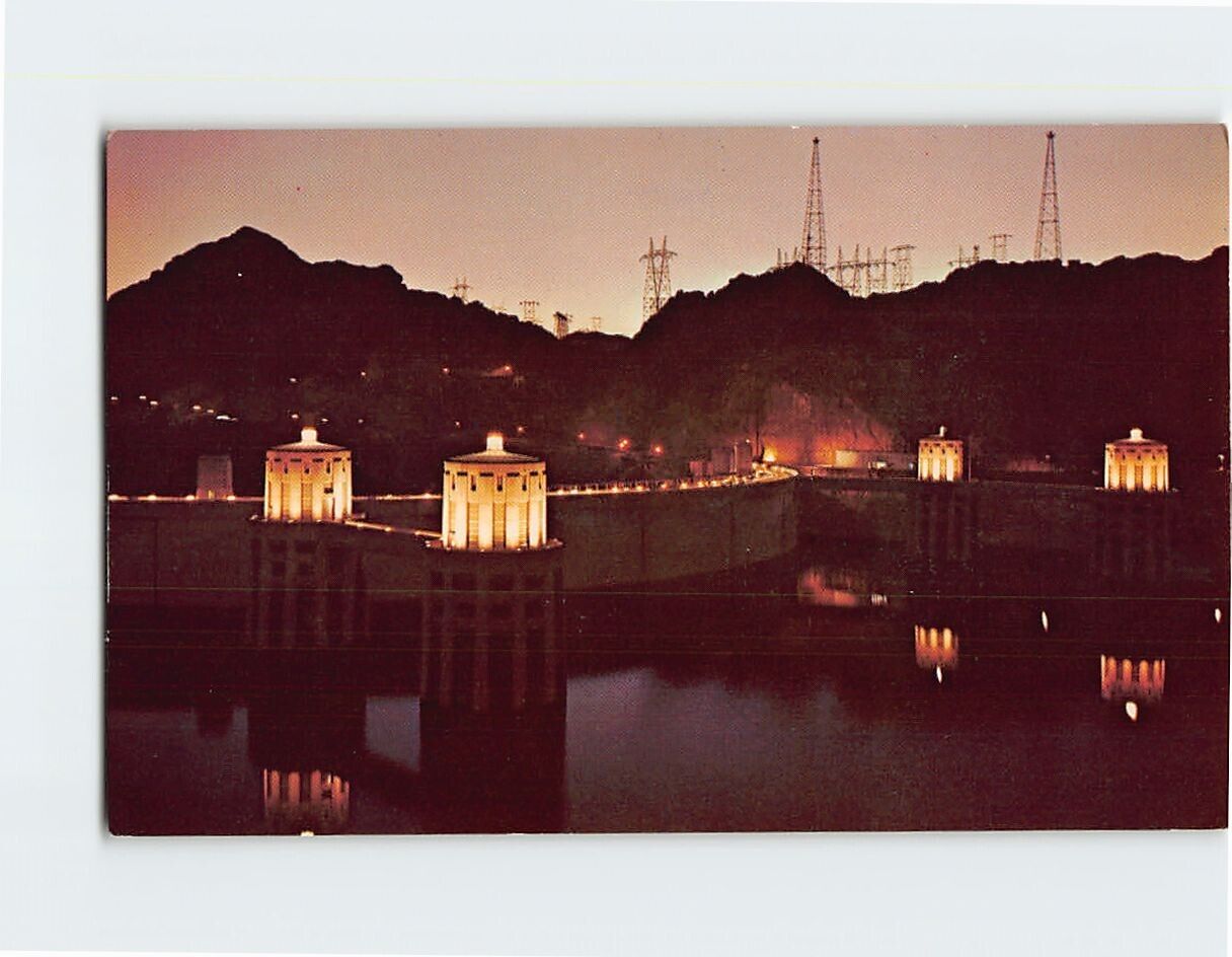 Postcard Hoover Dam at Night USA