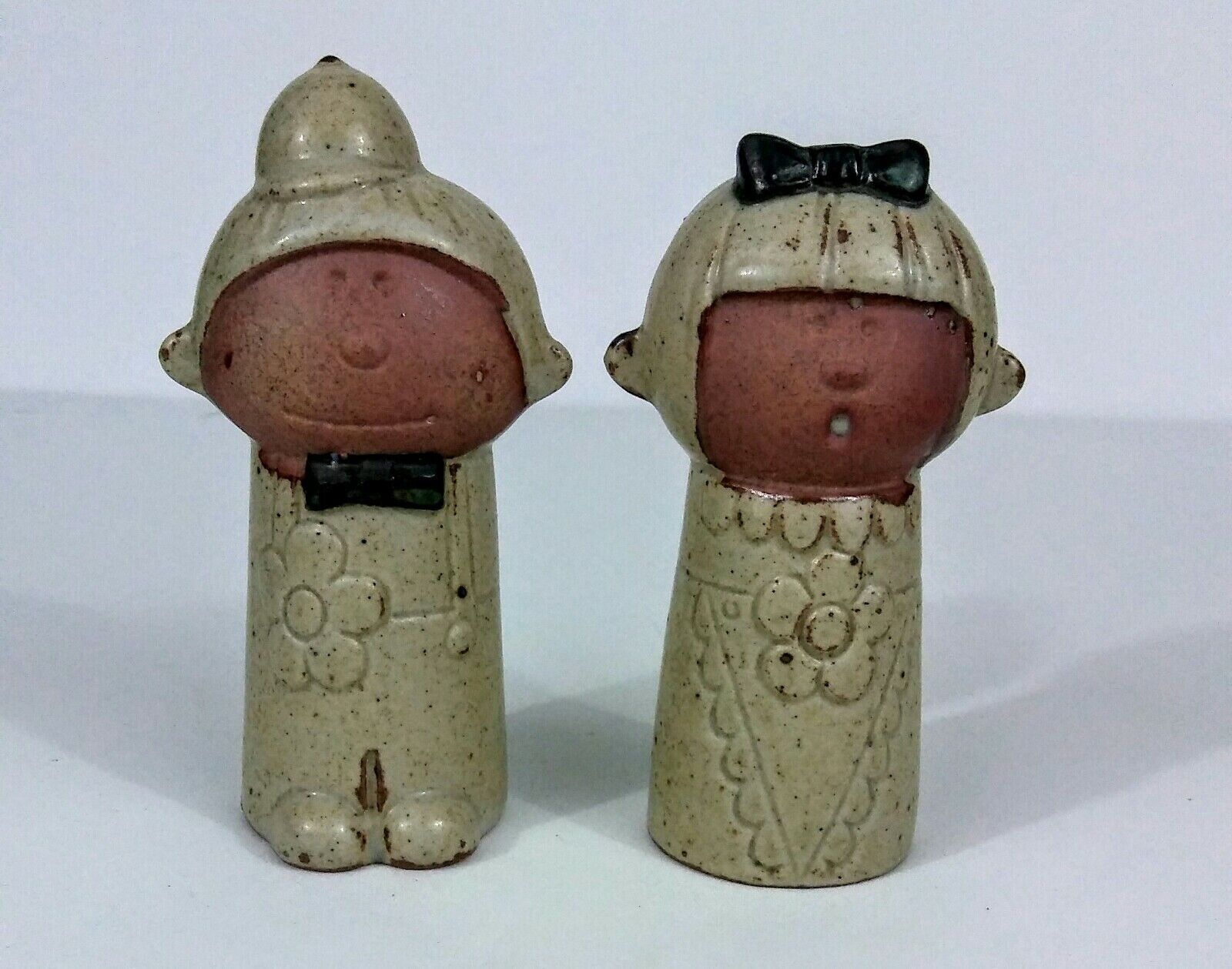 Stoneware Boy & Girl Bride & Groom Salt and Pepper Shakers Ceramic