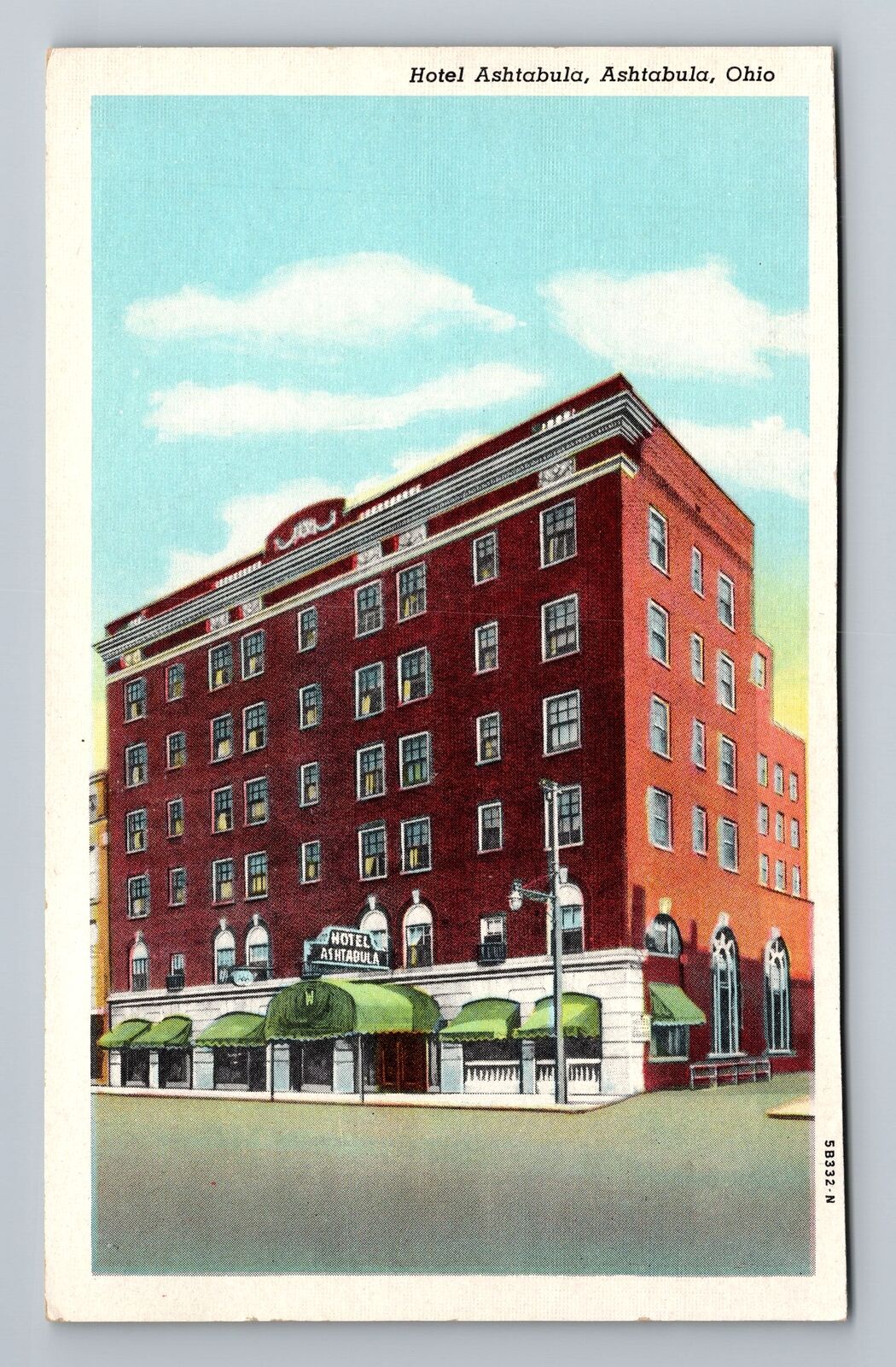 Ashtabula OH-Ohio, Hotel Ashtabula, Advertising, Antique Vintage Postcard