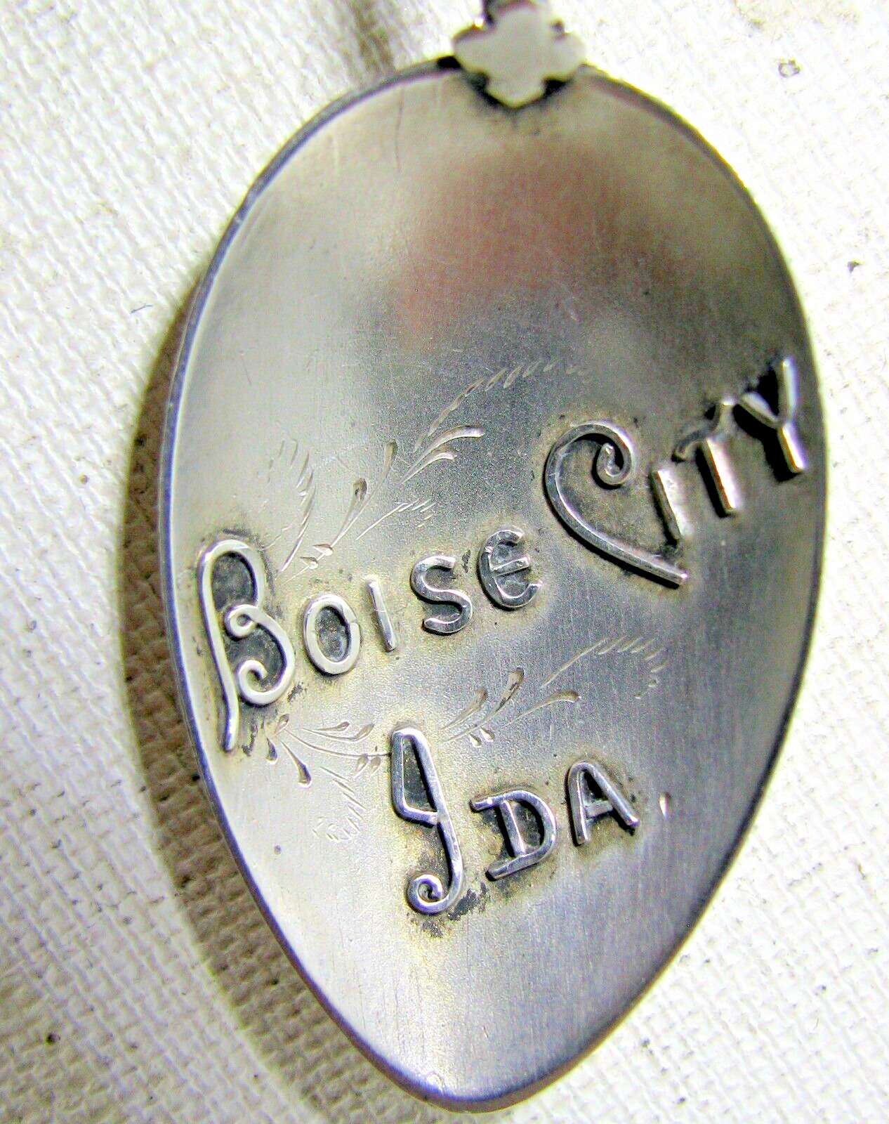 Excellent Silver Souvenir Expresso Spoon Boise City Idaho with Silver Nugget