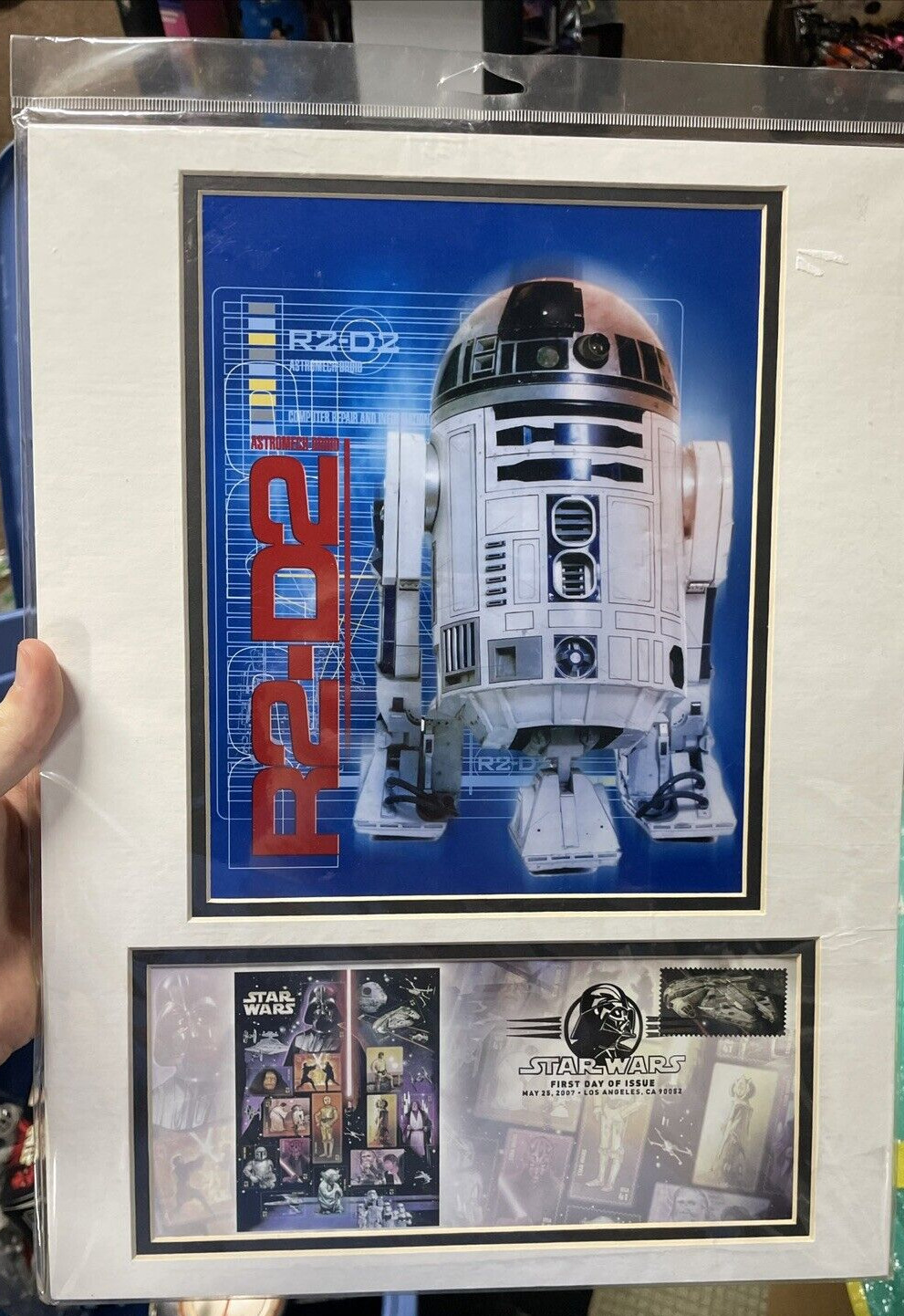 STAR WARS R2-D2 Stamp First Day Of Issue May 25 2007 Matted Art Poster R2D2