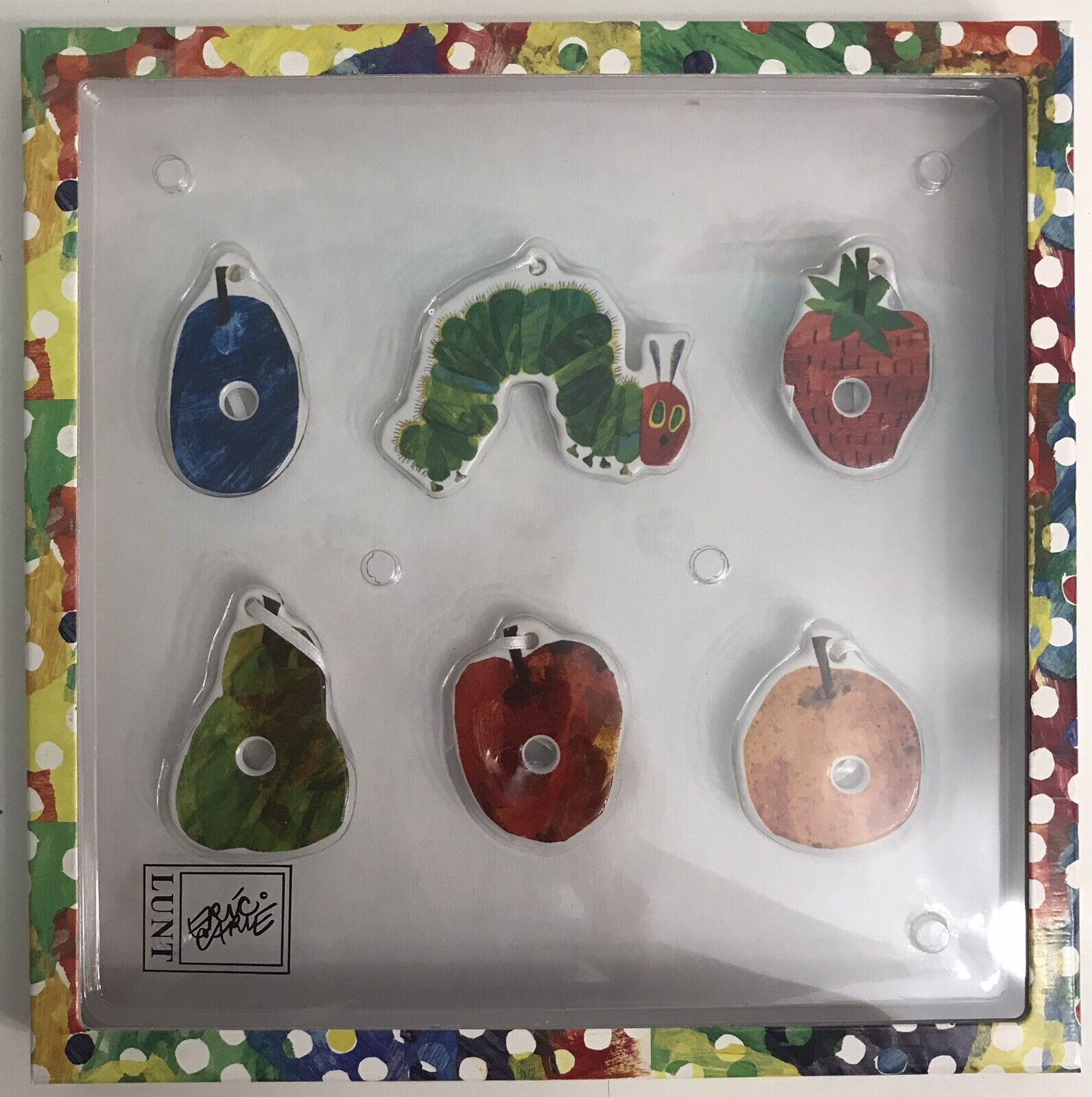 RARE Lunt Silversmiths • Eric Carle Collector Ornament Set 6 Hungry Caterpillar