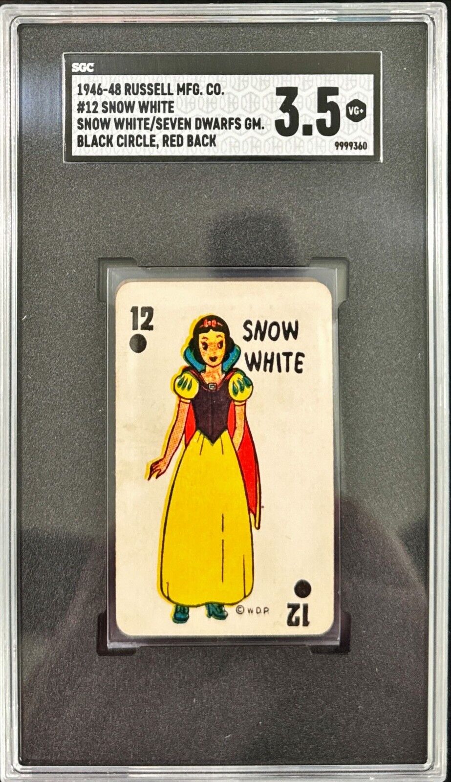 1946-48 RUSSELL MFG CO. #12 SNOW WHITE  SGC 3.5 *849