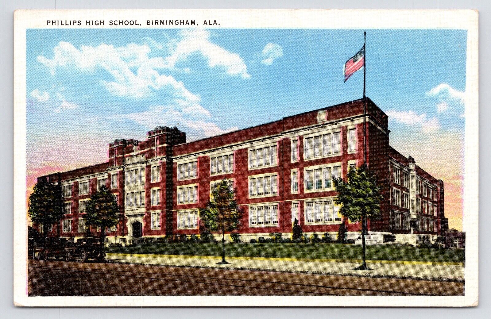 c1930s~Birmingham Alabama AL~Phillips High School~Downtown~Vintage Postcard