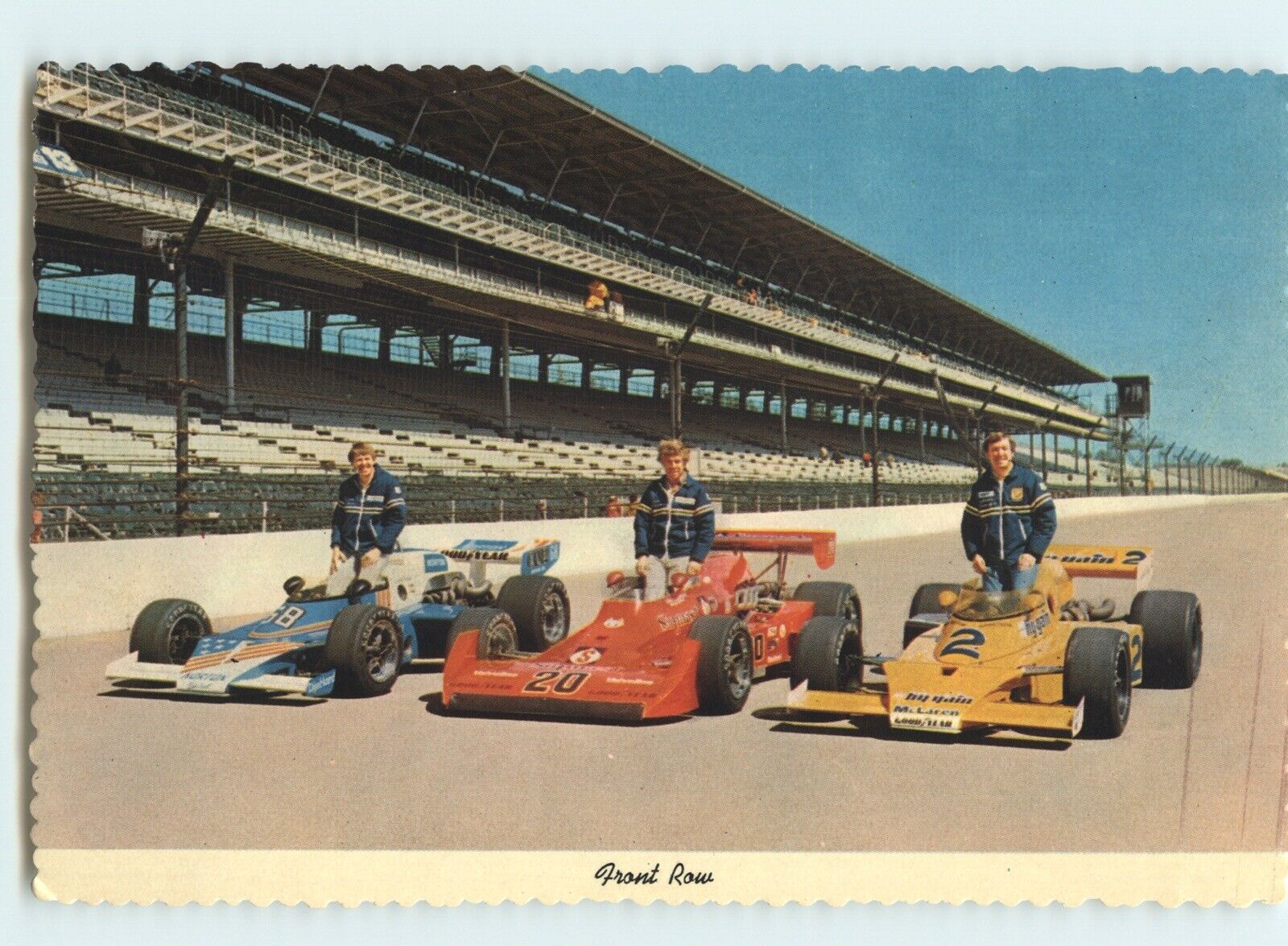 Postcard: 1976 Indianapolis 500 - Front Row Drivers: Sneva, Johncock, Rutherford