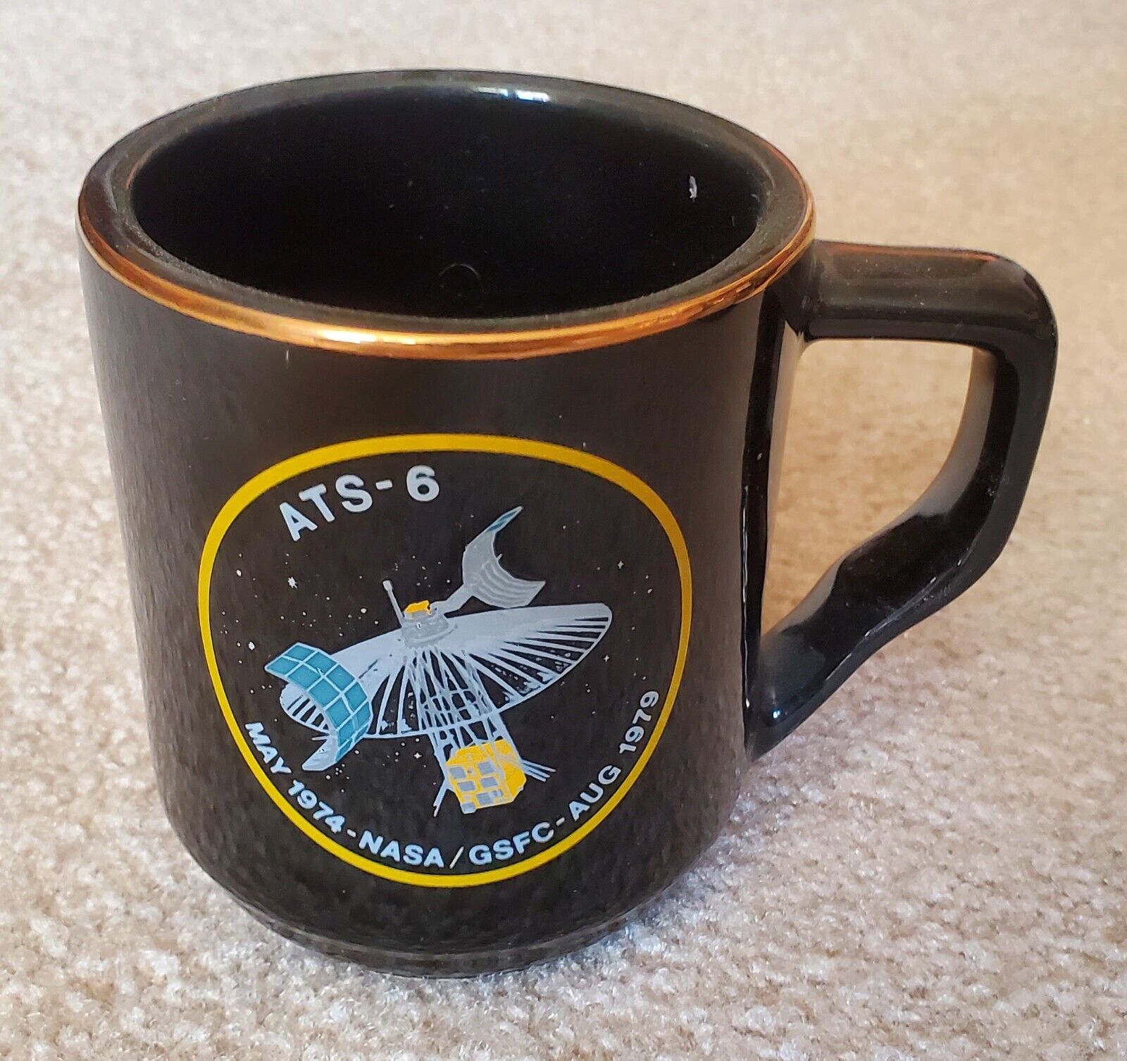 Vintage ATS-6 May 1974 NASA GSFC August 1979 Satellite Goddard Black Coffee Mug