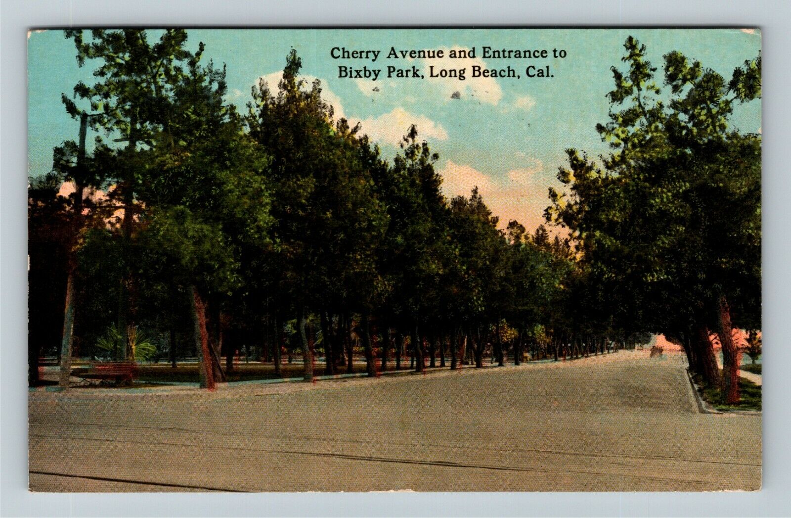 Long Beach CA-California, Cherry Avenue And Entrance, c1915 Vintage Postcard