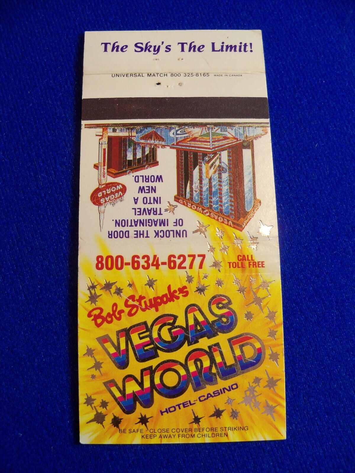 Vtg Bob Stupak\'s Vegas World Hotel Casina Las Vegas NV Matchbook Cover