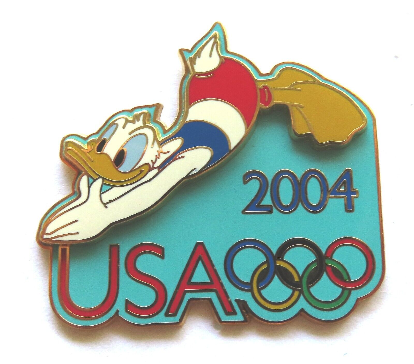 2004 Olympics Disney CAST pin: USA Olympic Logo - Donald Diving, LE 4000