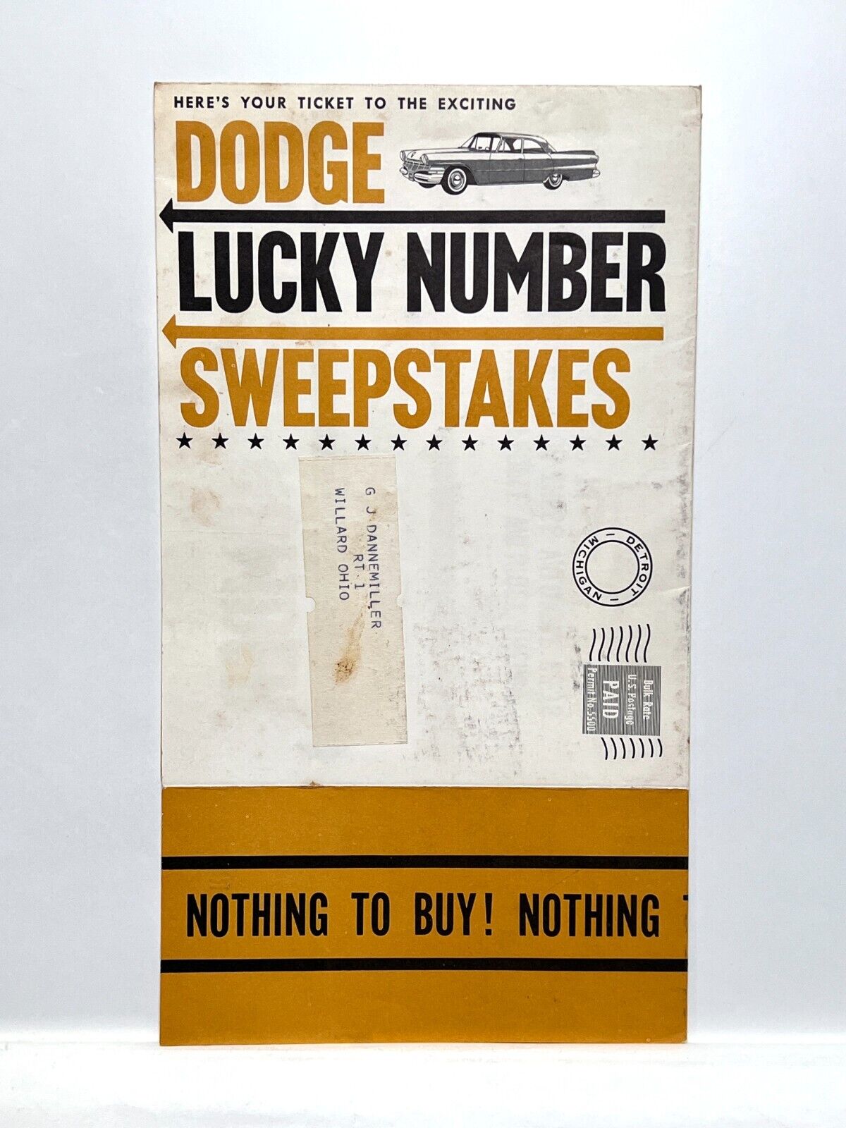 Vintage 1958 Dodge Lucky Number Sweepstakes Fold Out Paper Brochure Booklet