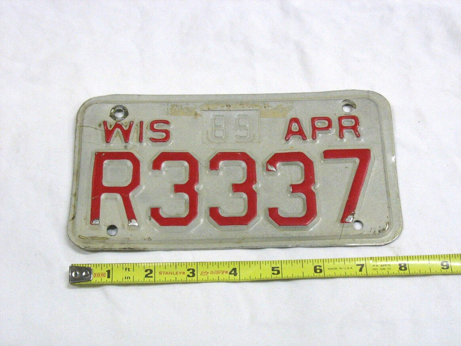 Vintage 1989 Wisconsin Motorcycle License Plate