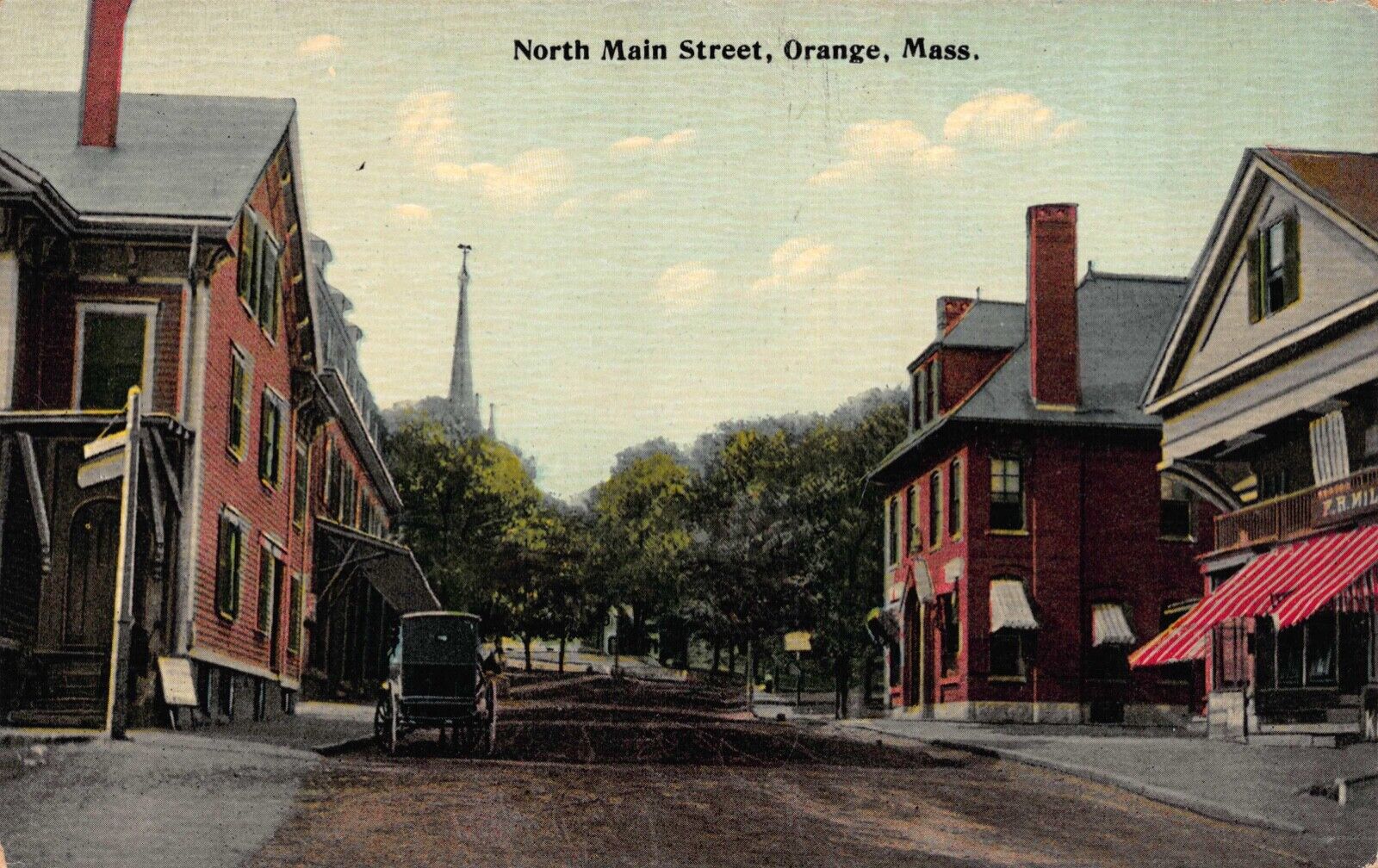 Postcard North Main Street in Orange, Massachusetts~121410