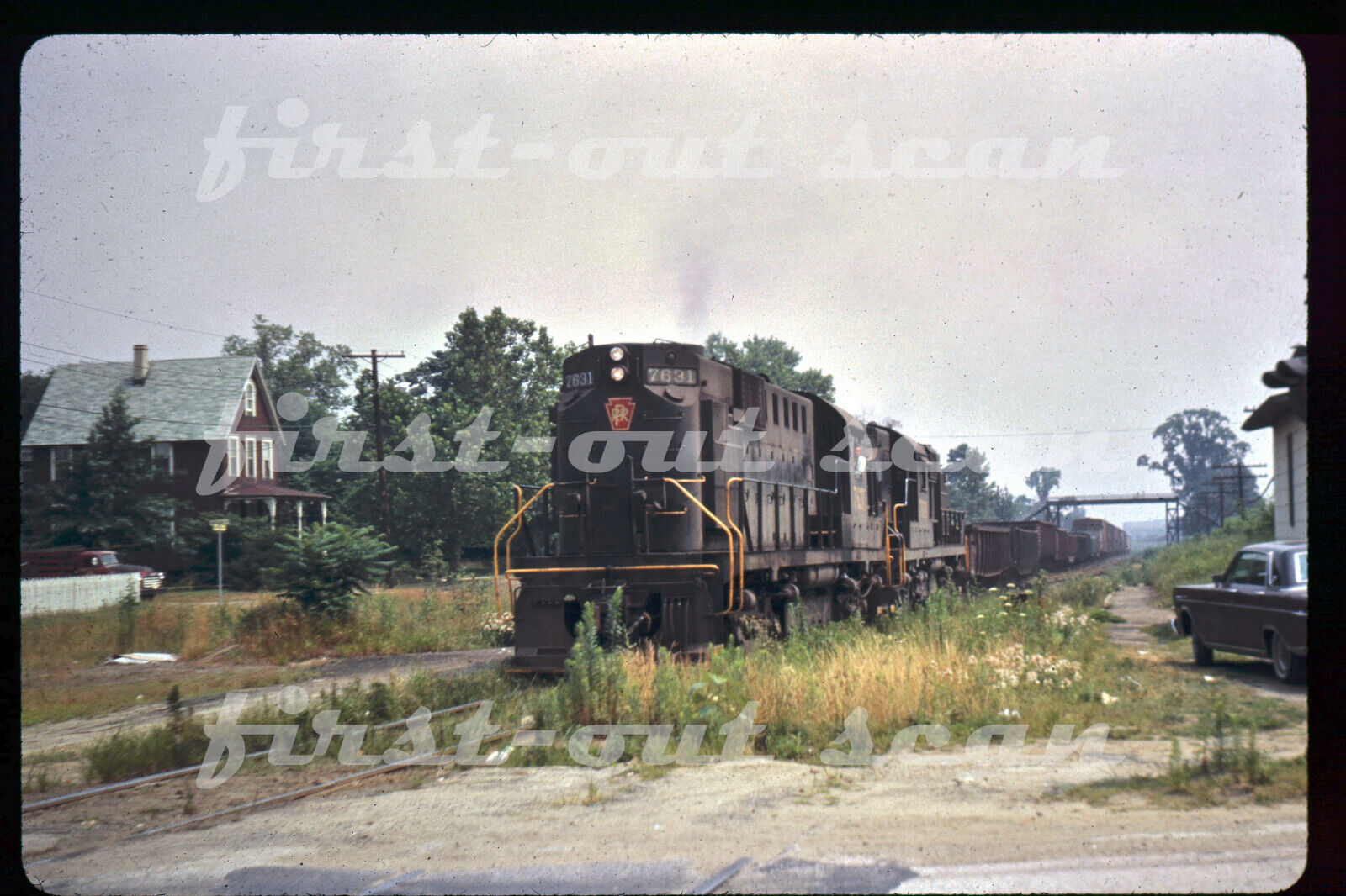 R DUPLICATE SLIDE - Pennsy PRR 7631 ALCO RS-11 Action on Freight