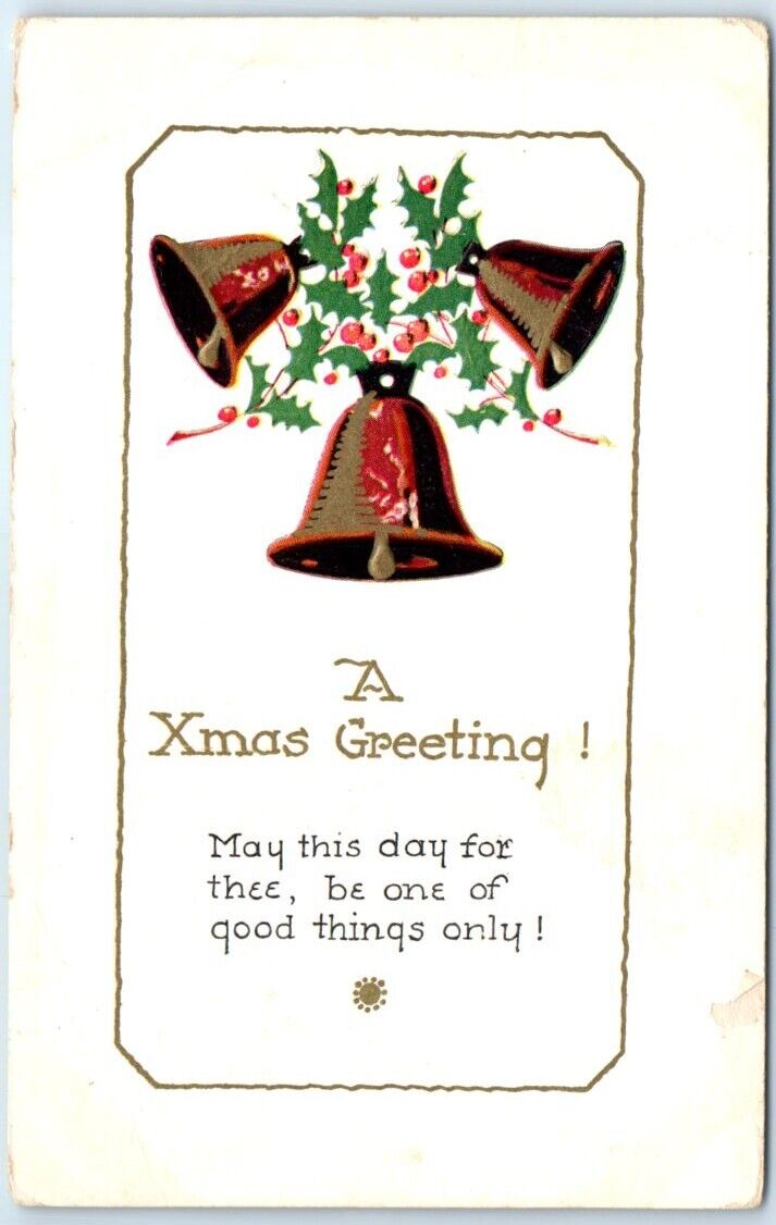 Postcard - A Xmas Greeting  with Poem and Christmas Art Print