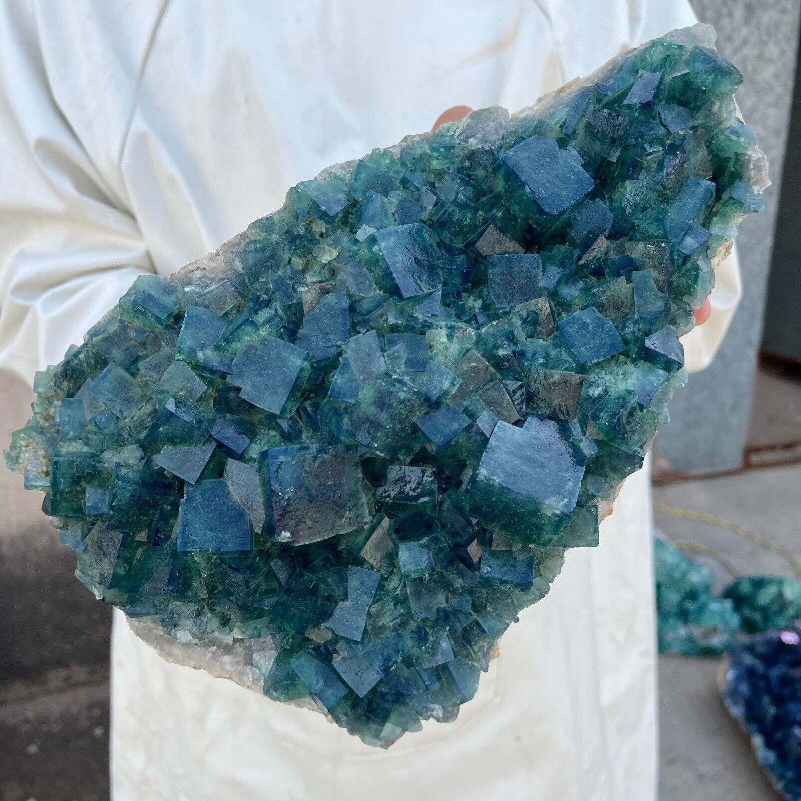 12.9lb Large Natural Green cube FLUORITE Quartz Crystal Cluster Mineral Specimen