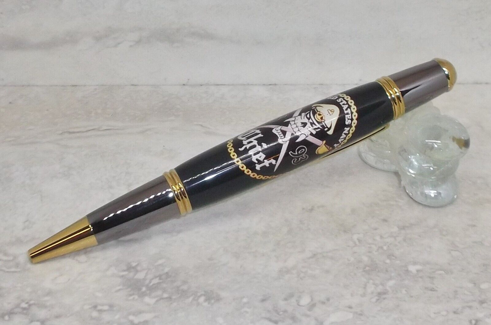 Handcrafted Sierra Pen in US Navy Chief Acrylic, Gold & Gun Metal Finish