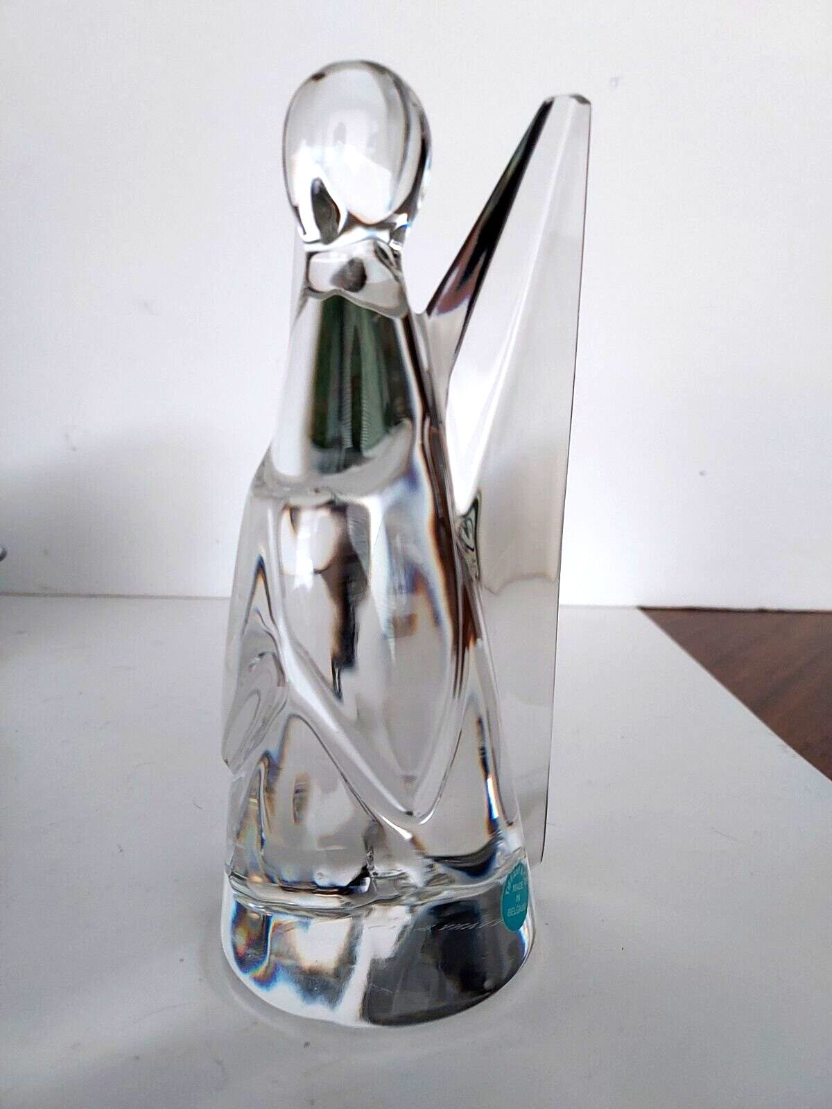 Vtg Tiffany & Co Crystal Angel Figurine Belgium Clear Sculpture Statue 1st Quali
