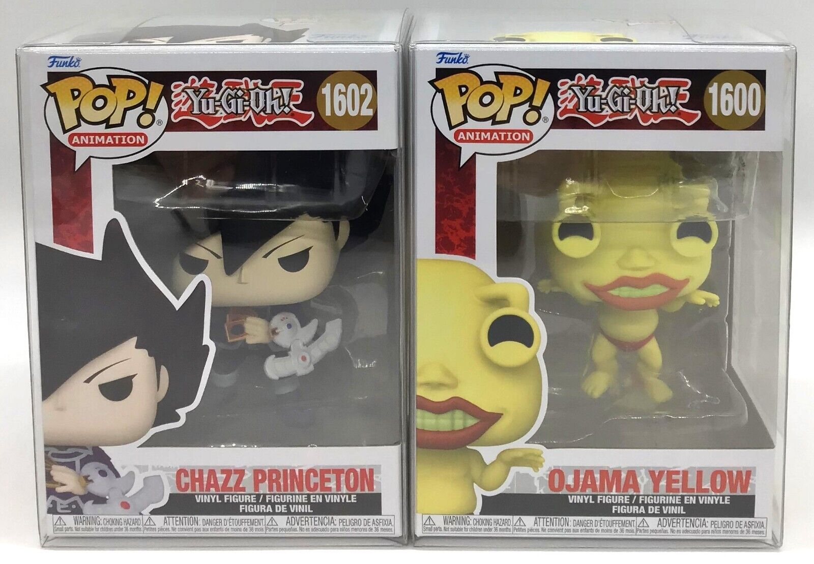 Funko Pop Yu-Gi-Oh GX Chazz Princeton #1602 & Ojama Yellow #1600 w/Protectors