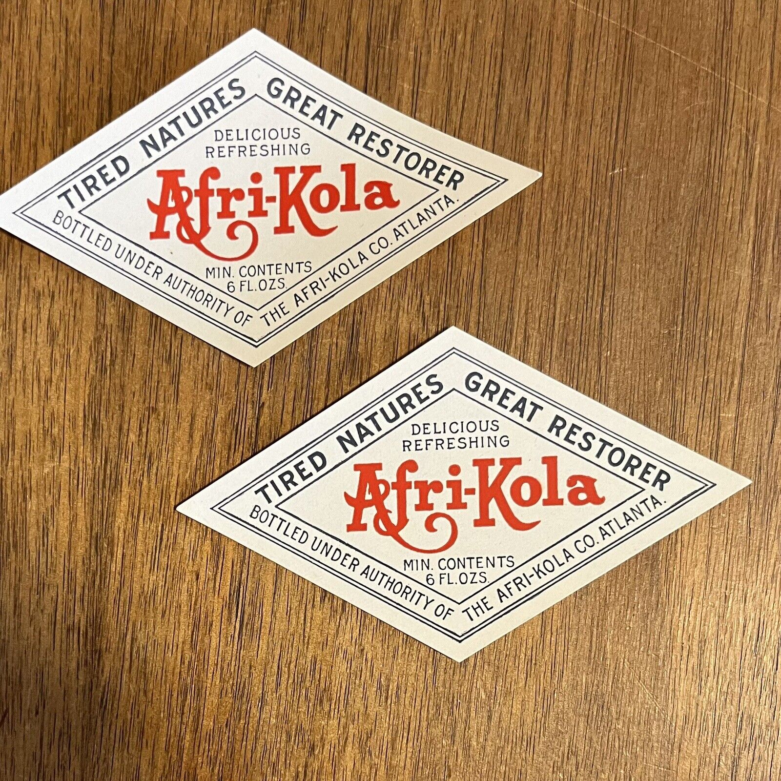 Lot 2 Afri-Kola Soda Pop Labels 1930s  Atlanta Georgia, Coca Cola Competitor