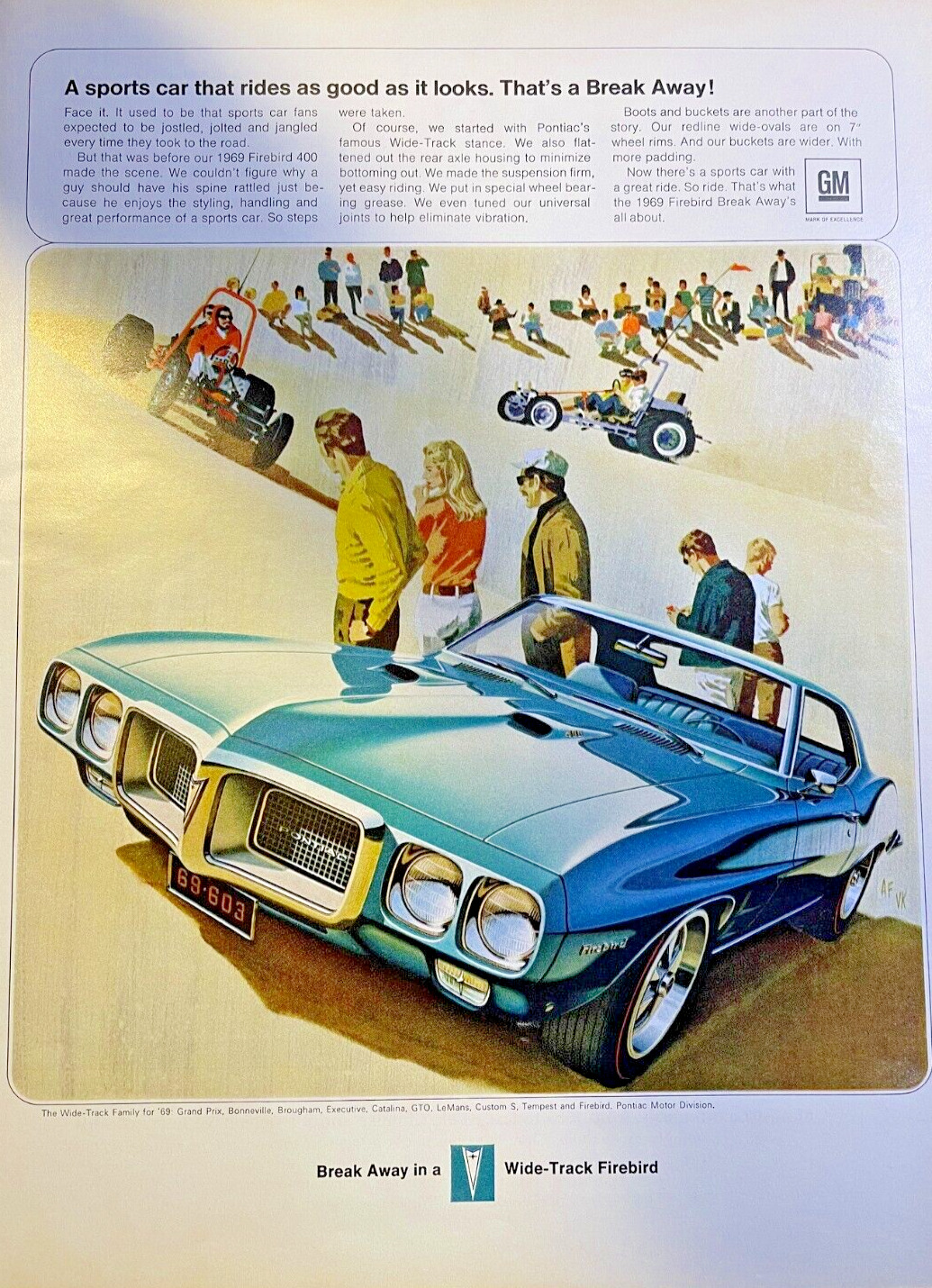 Magazine Advertisement 1969 Pontiac Wide-Track Firebird