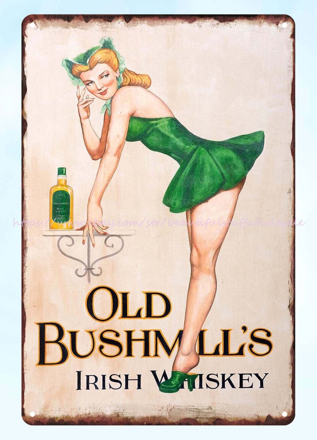 home decor paintings 1958 Old Bushmill\'s Irish Whiskey metal tin sign