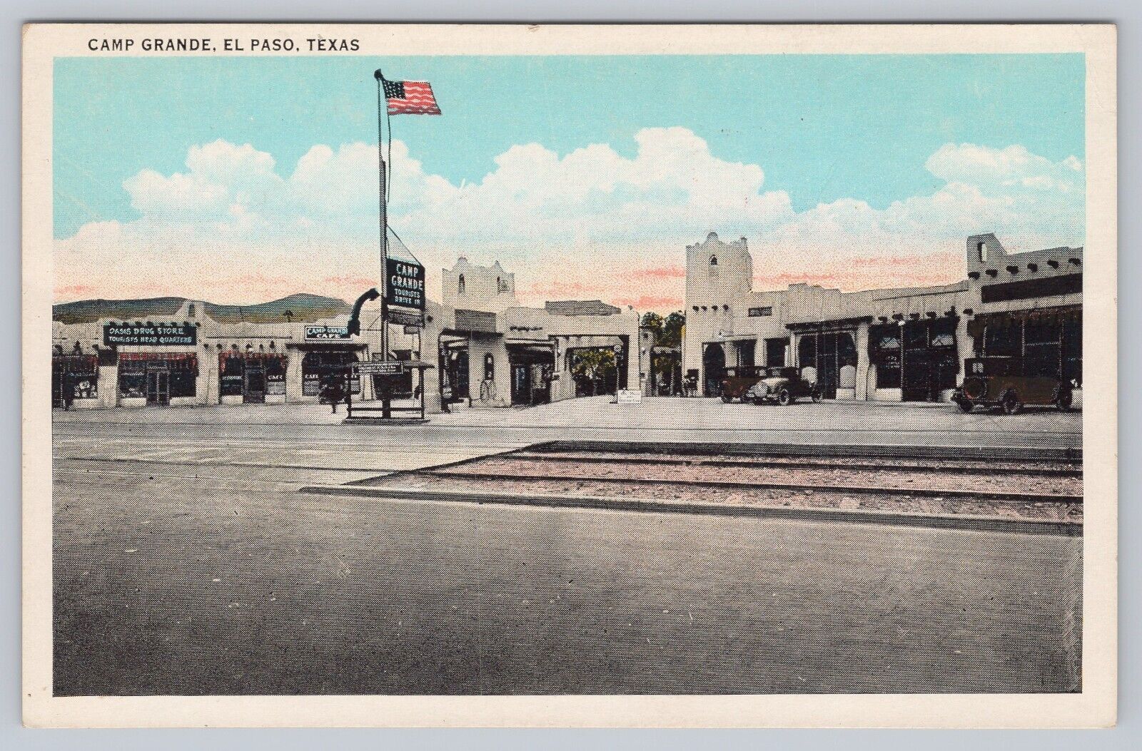 c 1915 Camp Grande, El Paso Texas Tourist Camp Antique Postcard Rocky Mountains