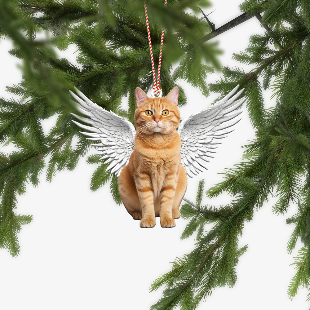 Ginger cat in Angel Wings Christmas, love Ginger cat car Ornament Xmas Gift