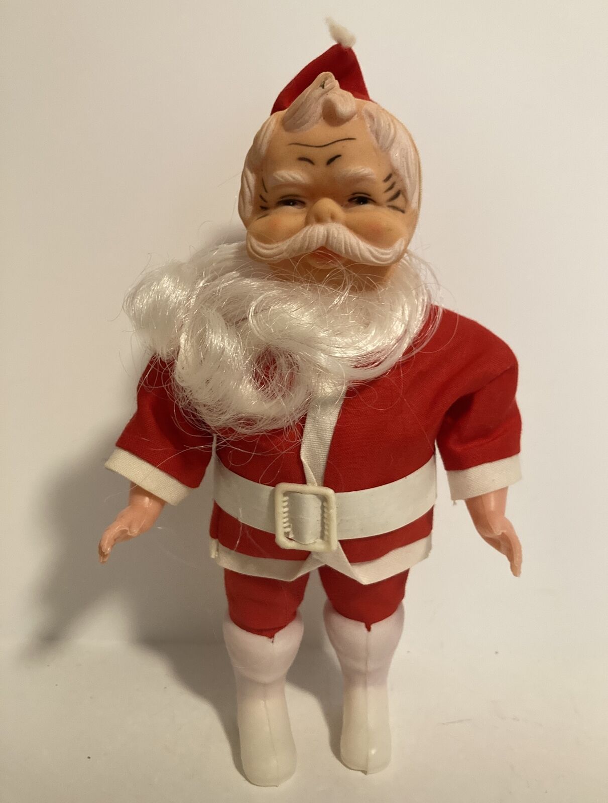 Vtg 9.5” Rubber Face Christmas Santa Claus Figure Plastic Poseable Arms Standing
