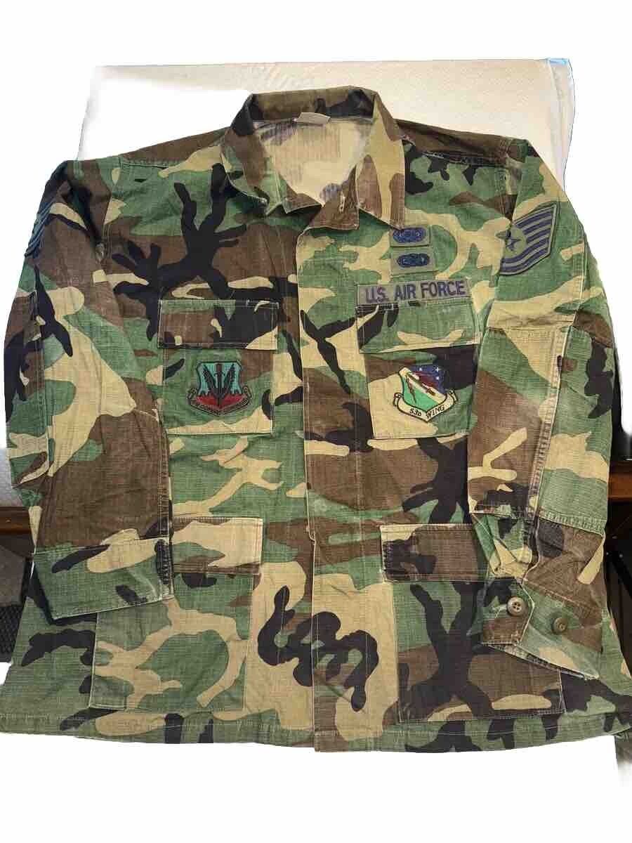 USAF  Woodland Camo BDU W/Patches Shirt/Coat  XL LONG