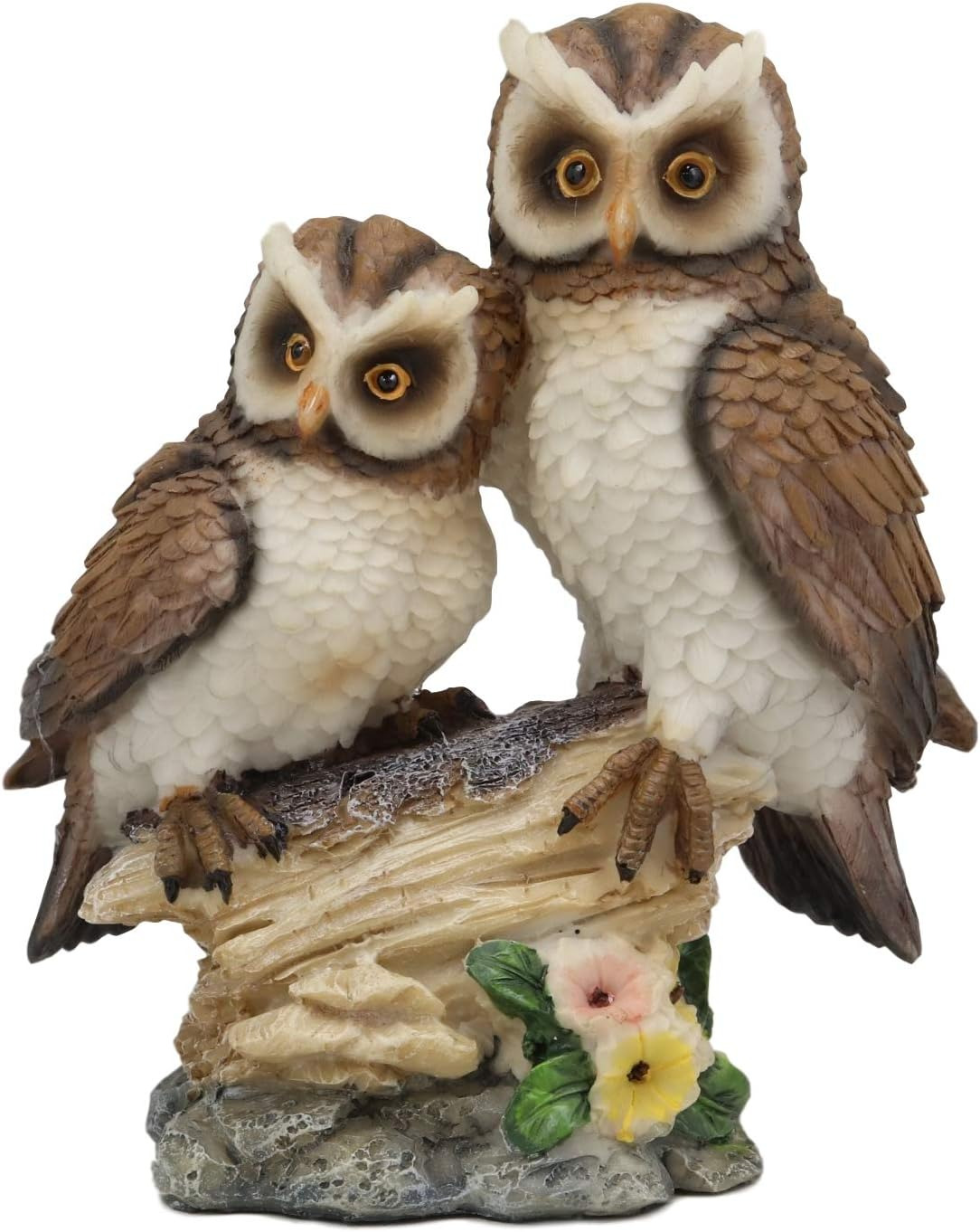 Ebros Romantic 2 Great Horned Owl Couple on Tree Stump Statue 6.25\