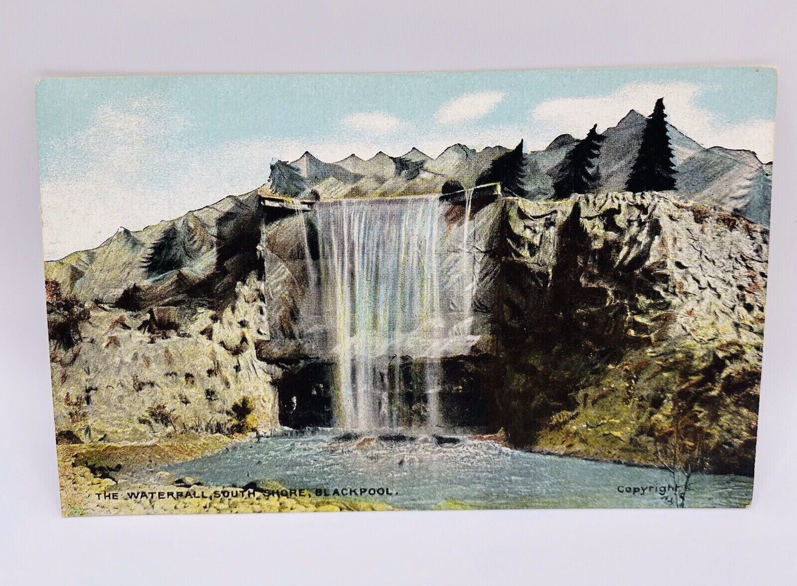 Vintage Postcard Waterfall South Shore Blackpool England Unposted