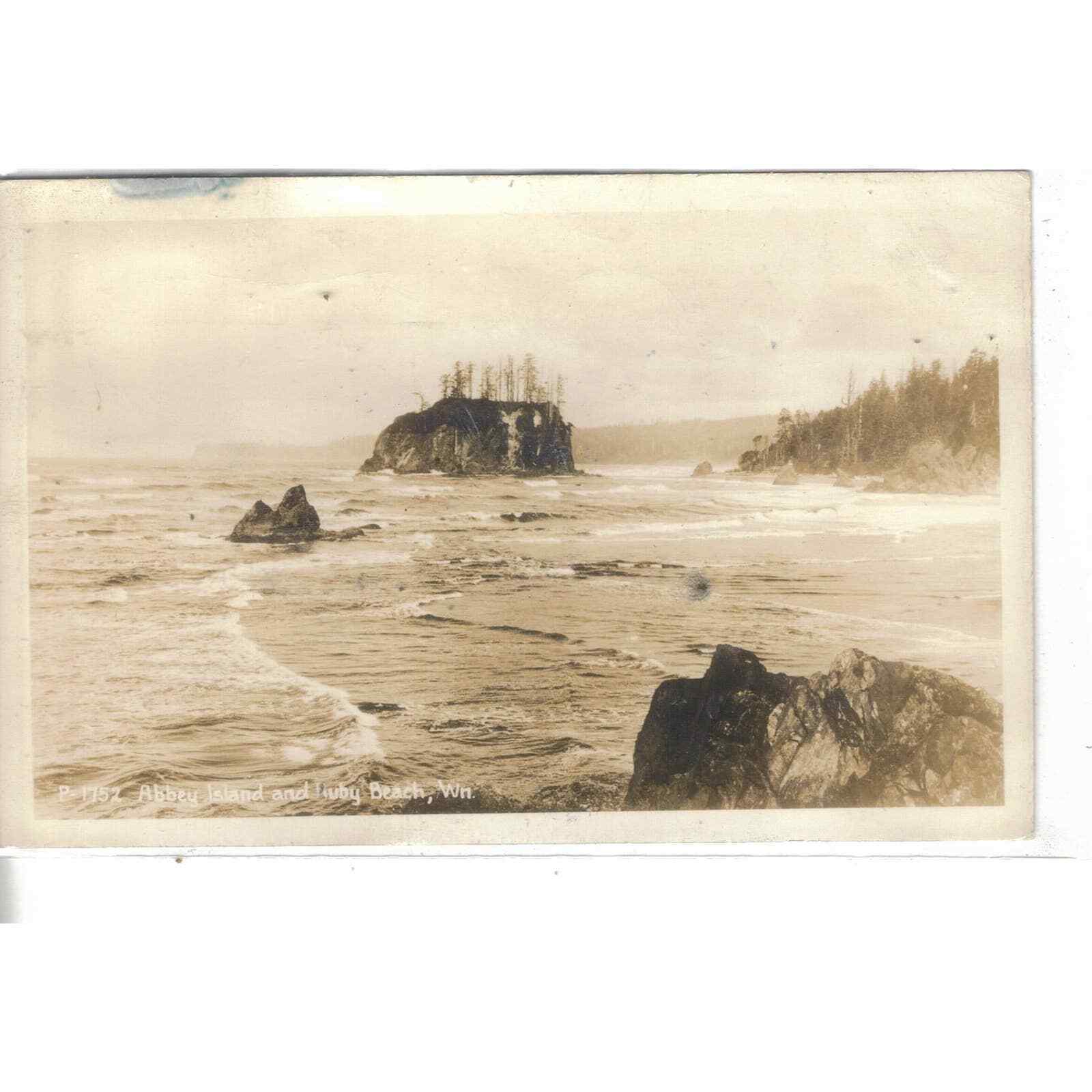 RPPC-Abbey Island and Ruby Beach-Washington 1945