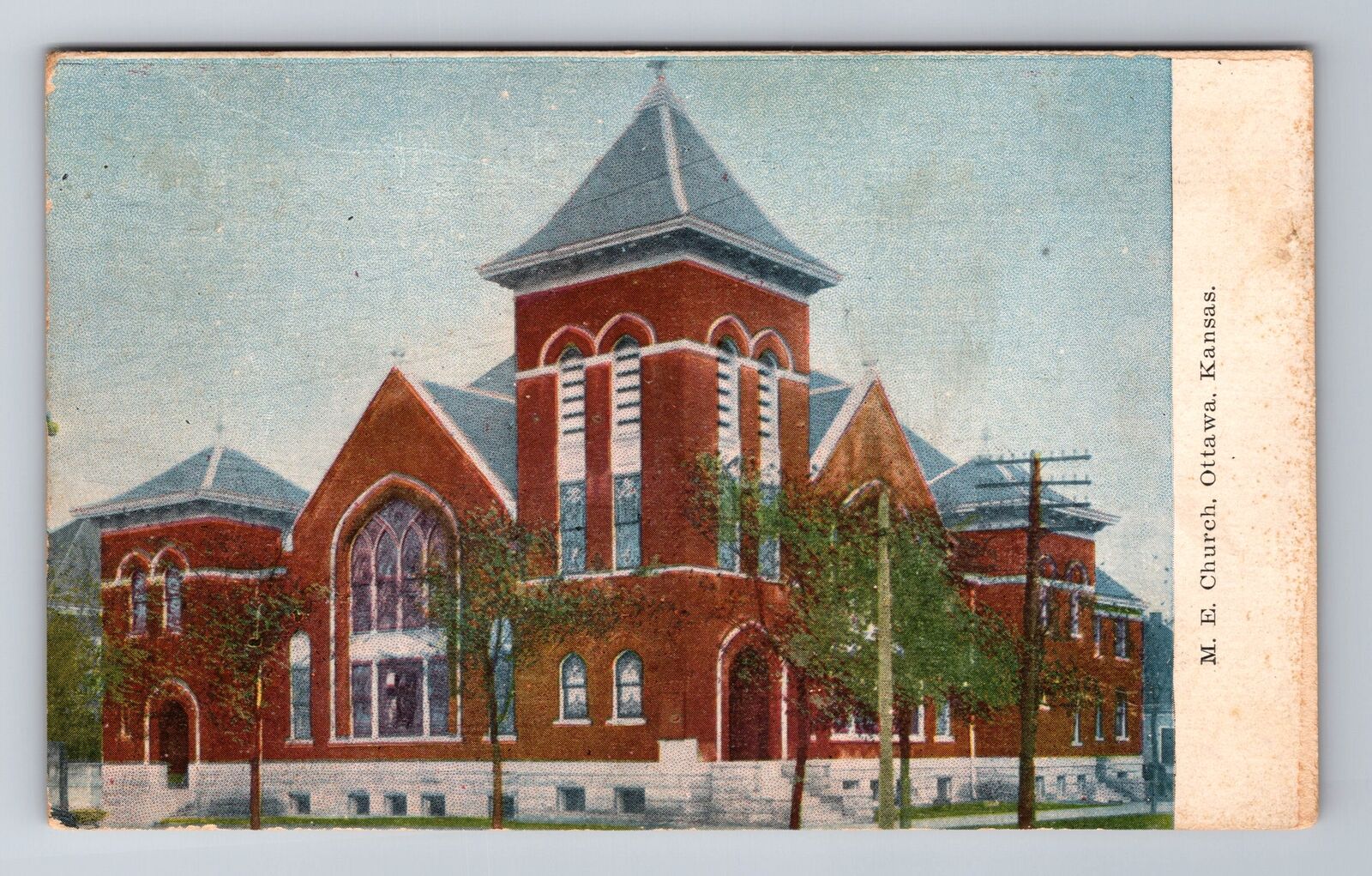 Ottawa KS-Kansas, ME Church, Religion, Antique, Vintage Souvenir Postcard