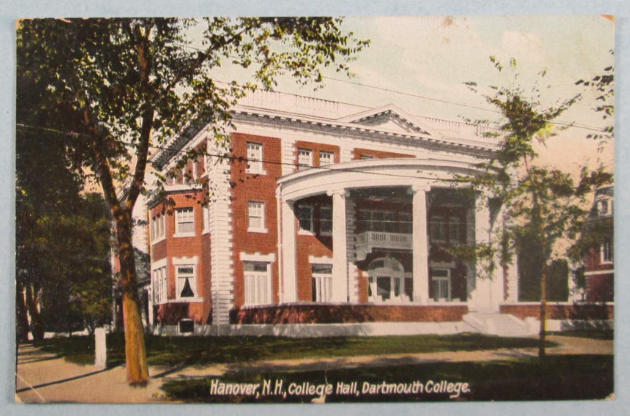 College Hall, Dartmouth College Hanover, NH New Hampshire 1908 Postcard (#4389)