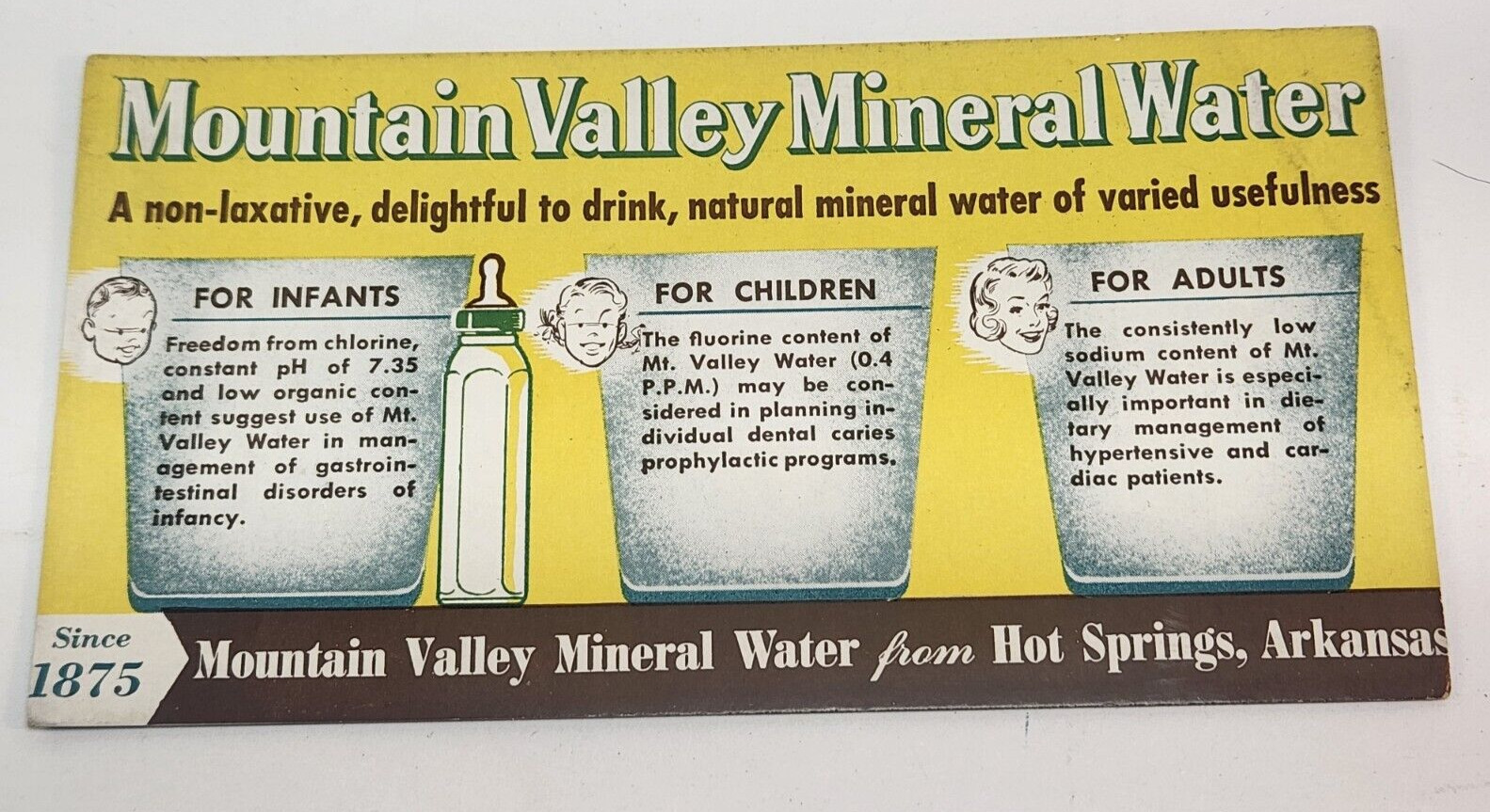 Vintage Mountain Valley Mineral Water Emphemera Advertising Card